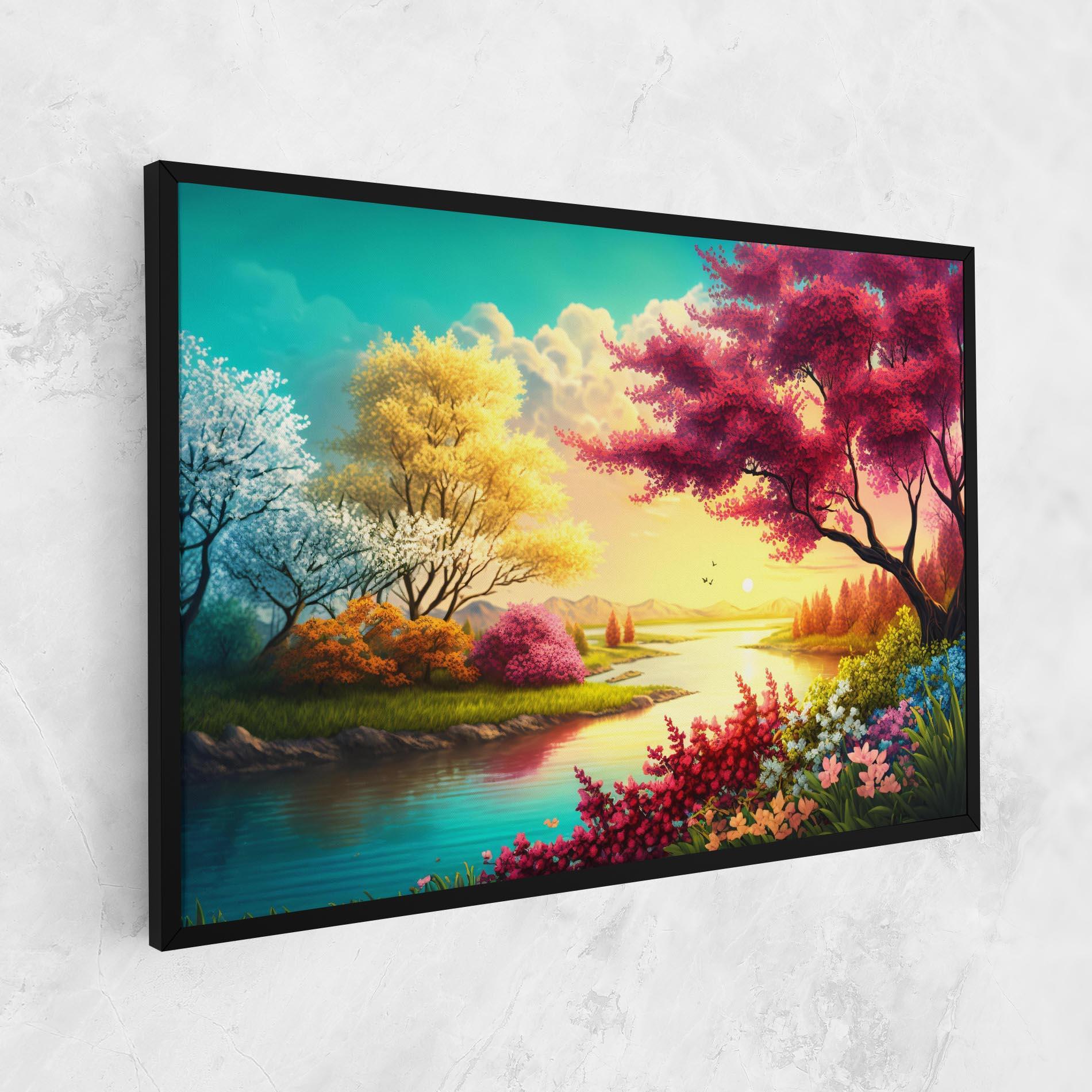 Leinwandbild Pink Yellow Trees mockup 1