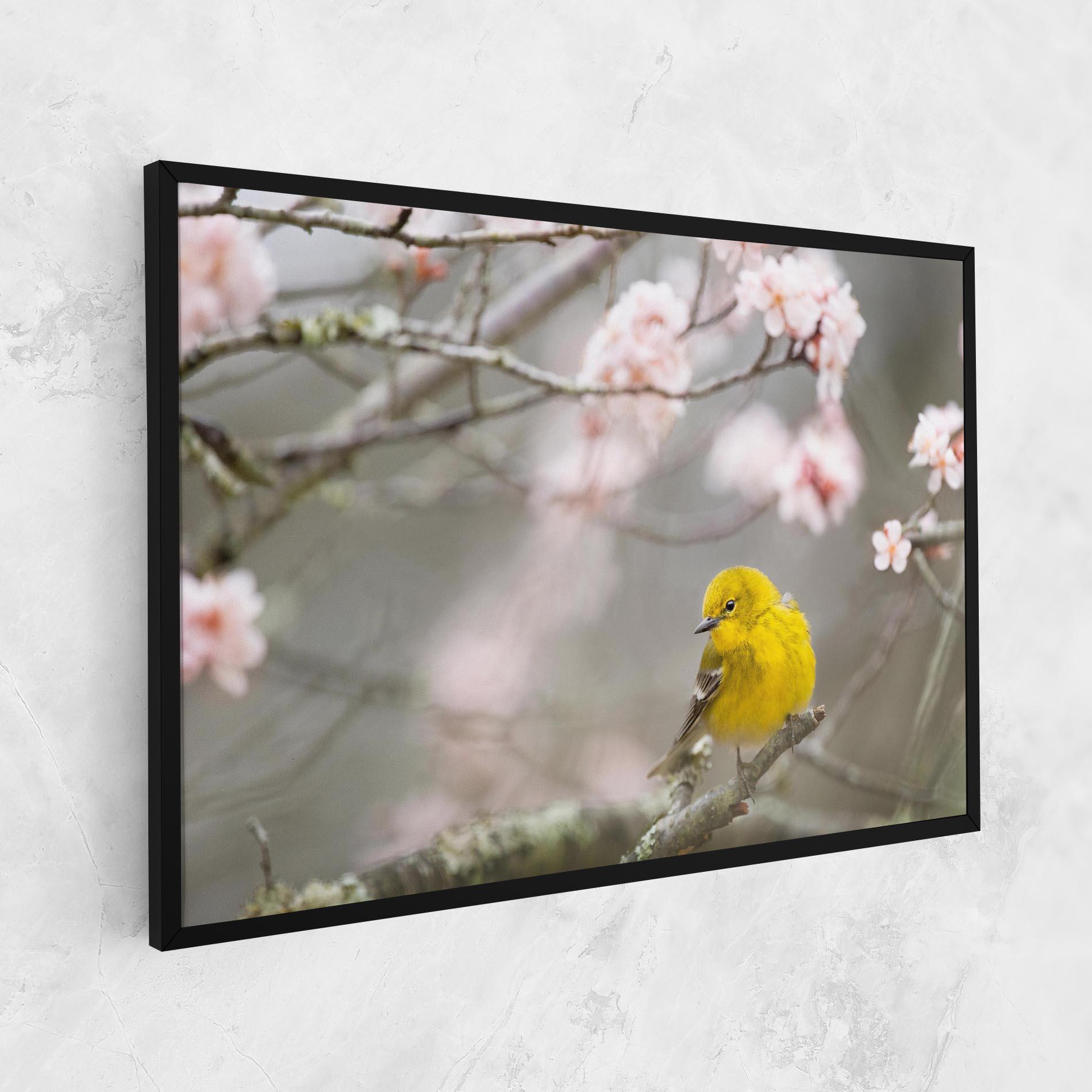 Leinwandbild Pretty Spring Yellow Bird mockup 1