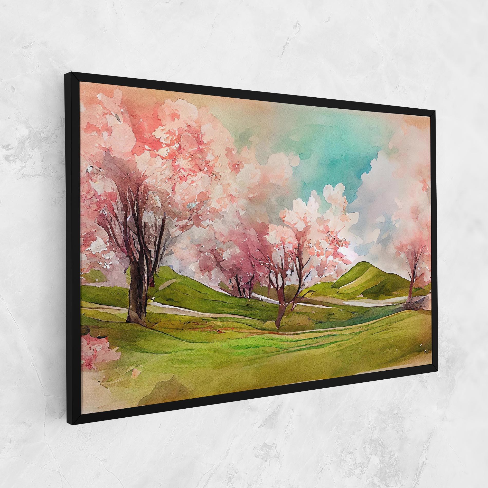Leinwandbild Spring Trees Painting mockup 1