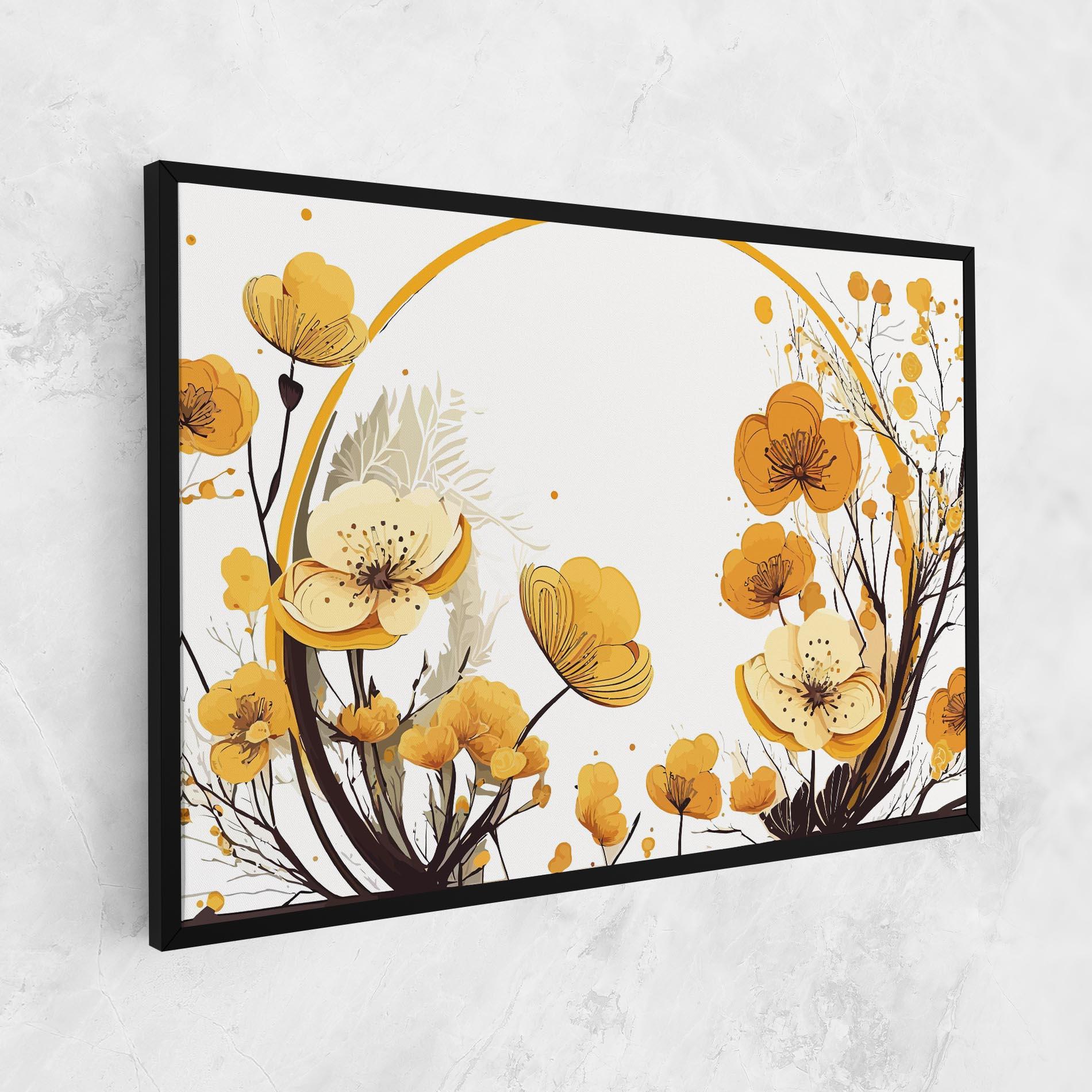 Leinwandbild Yellow Circle Flowers mockup 1