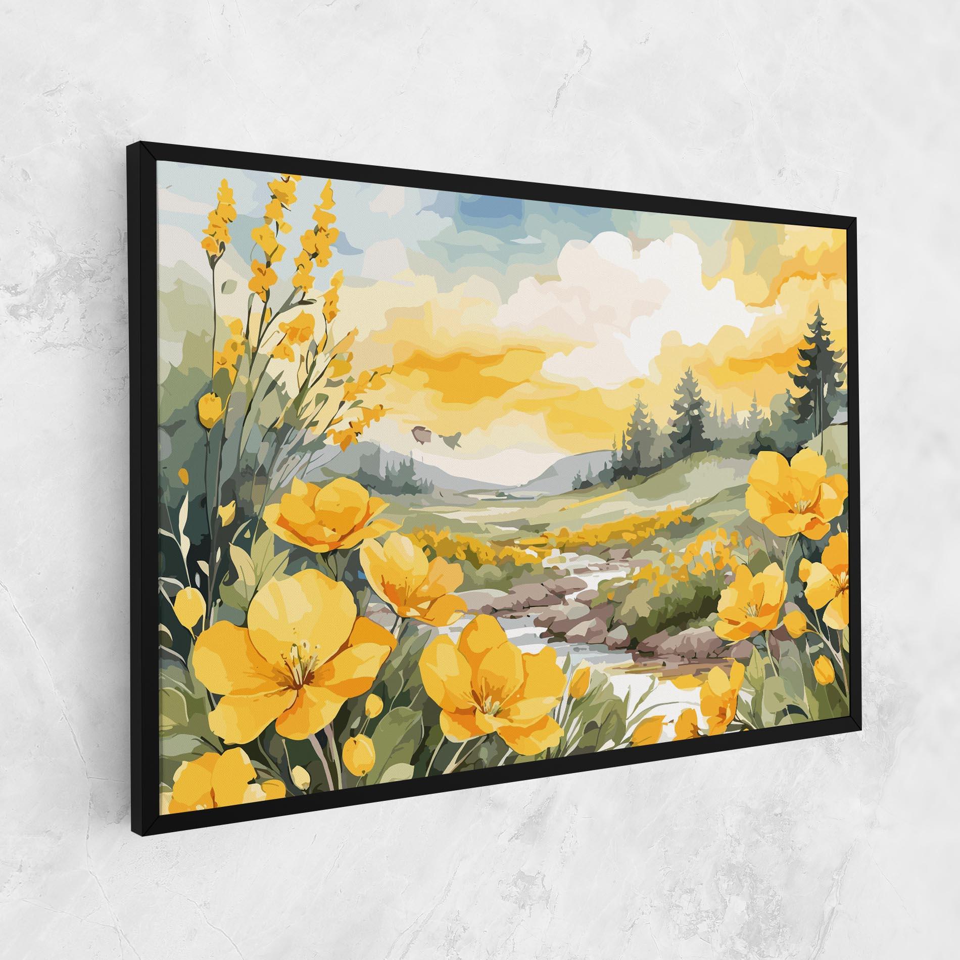 Leinwandbild Yellow Spring Flower mockup 1