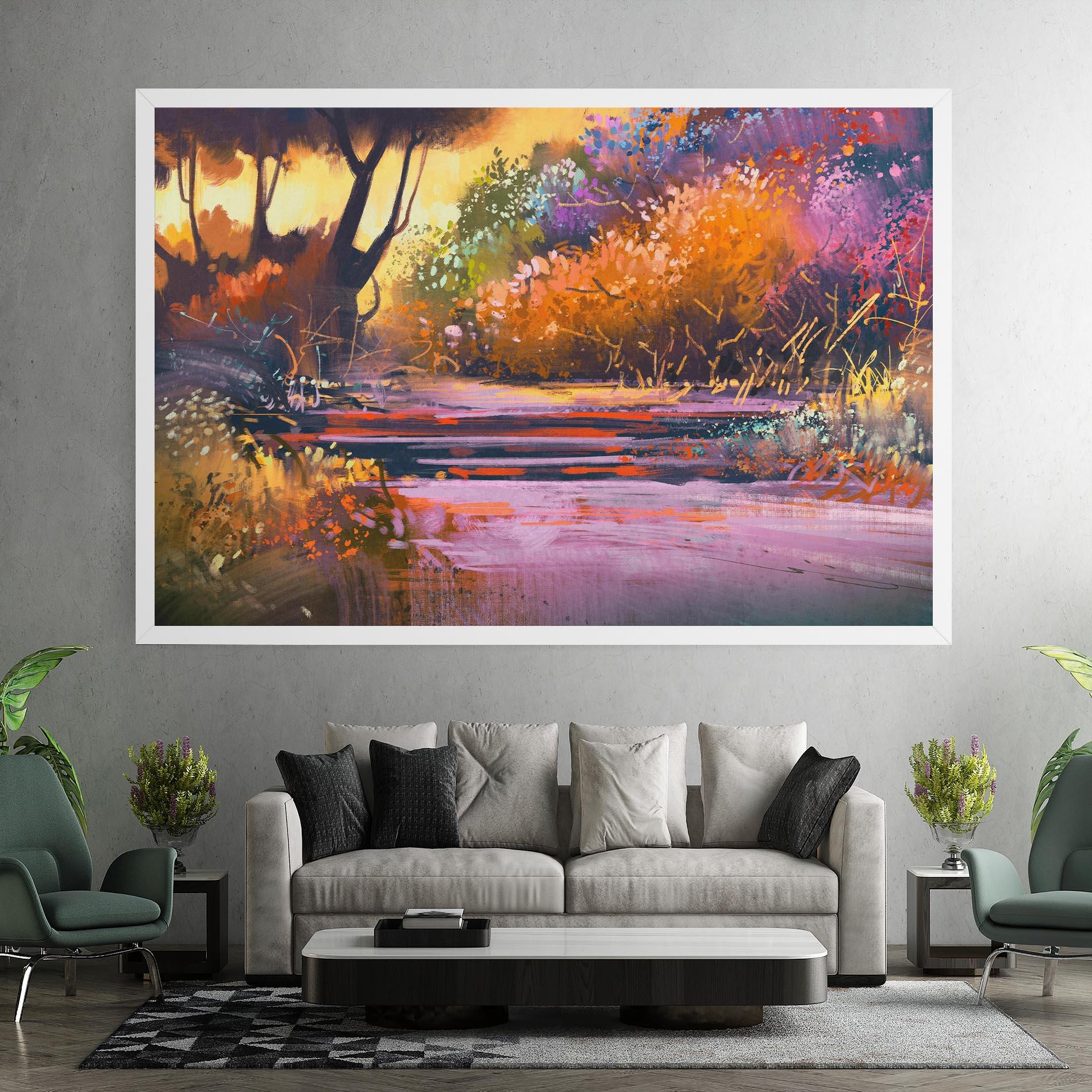 Leinwandbild Landscape Colorful Trees mockup 7