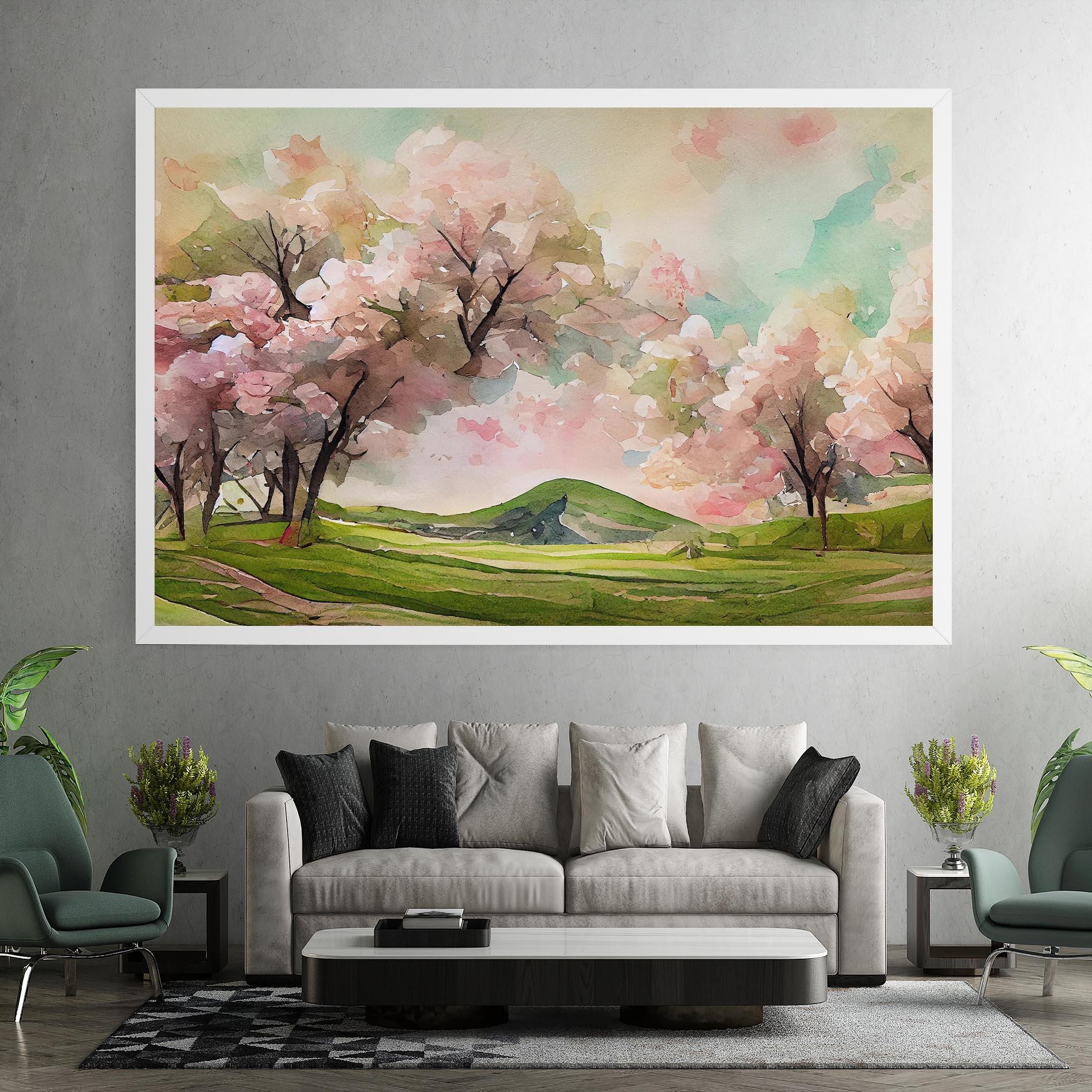Leinwandbild Spring Pink Trees mockup 7