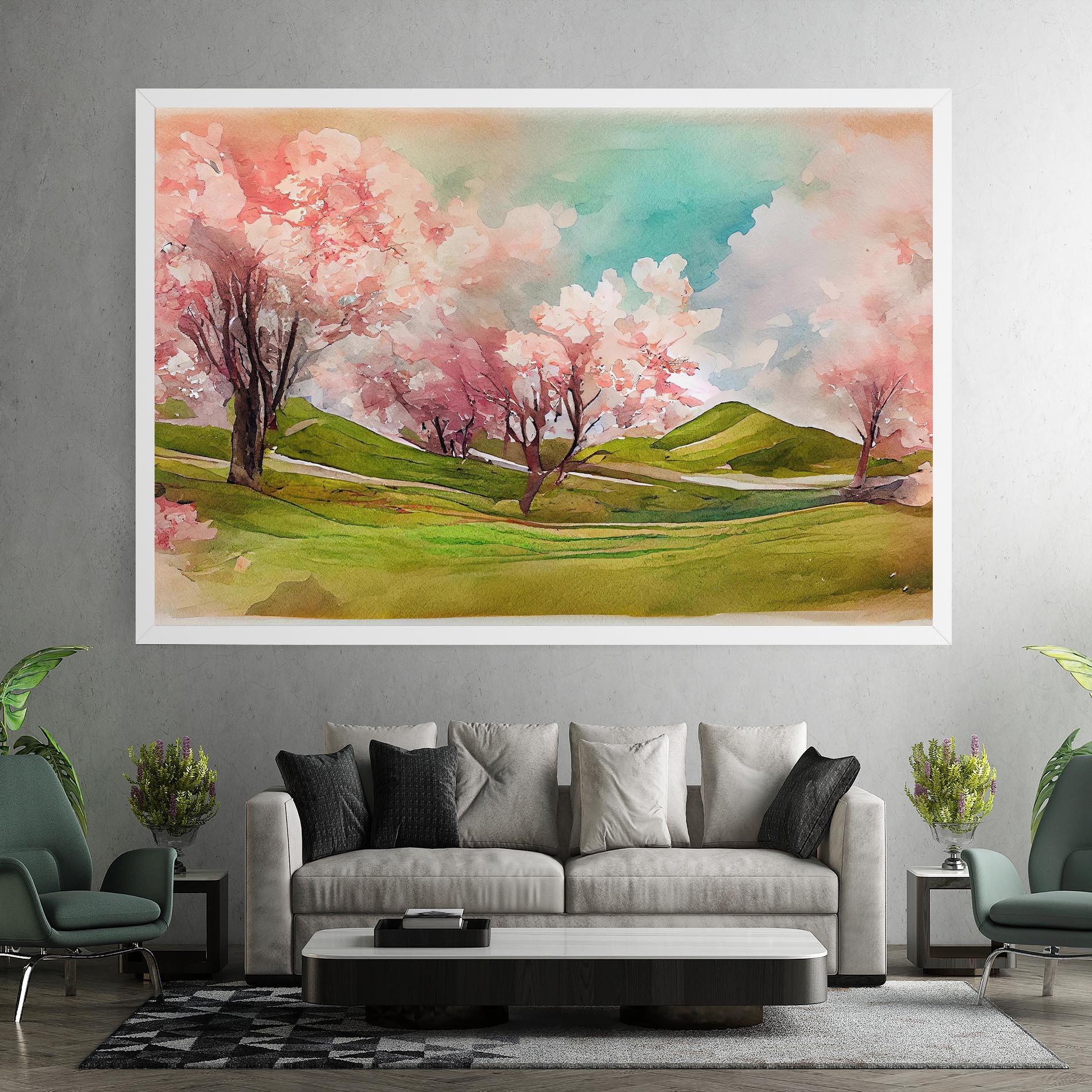 Leinwandbild Spring Trees Painting mockup 7
