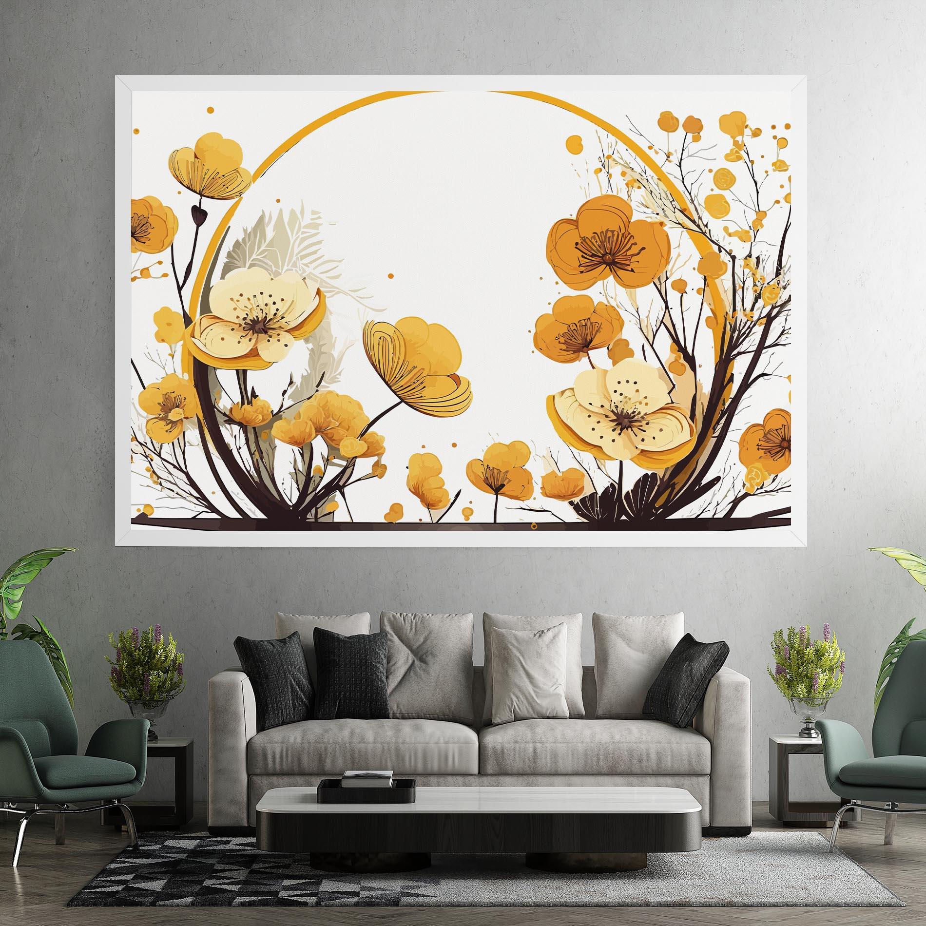 Leinwandbild Yellow Circle Flowers mockup 7