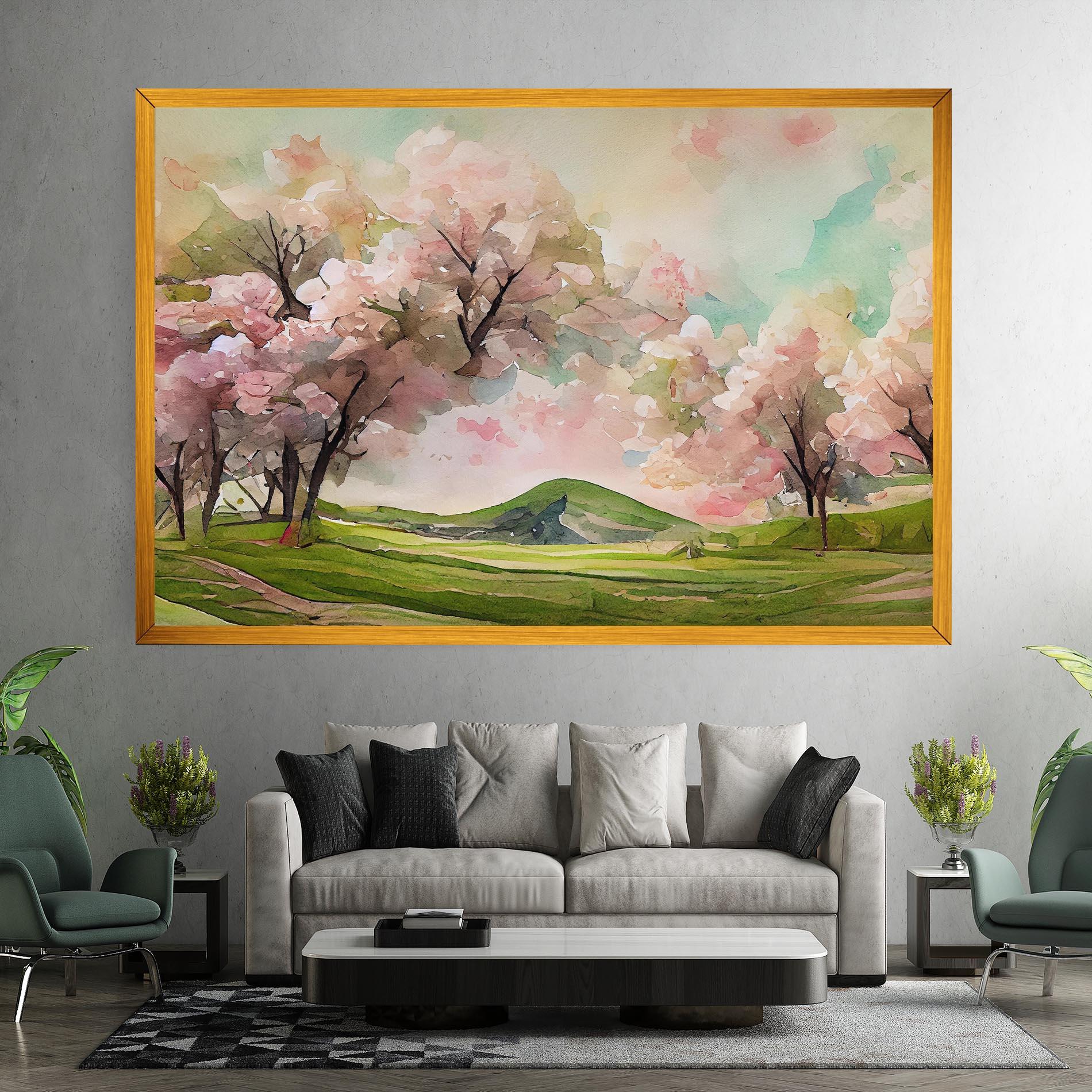 Leinwandbild Spring Pink Trees mockup 7