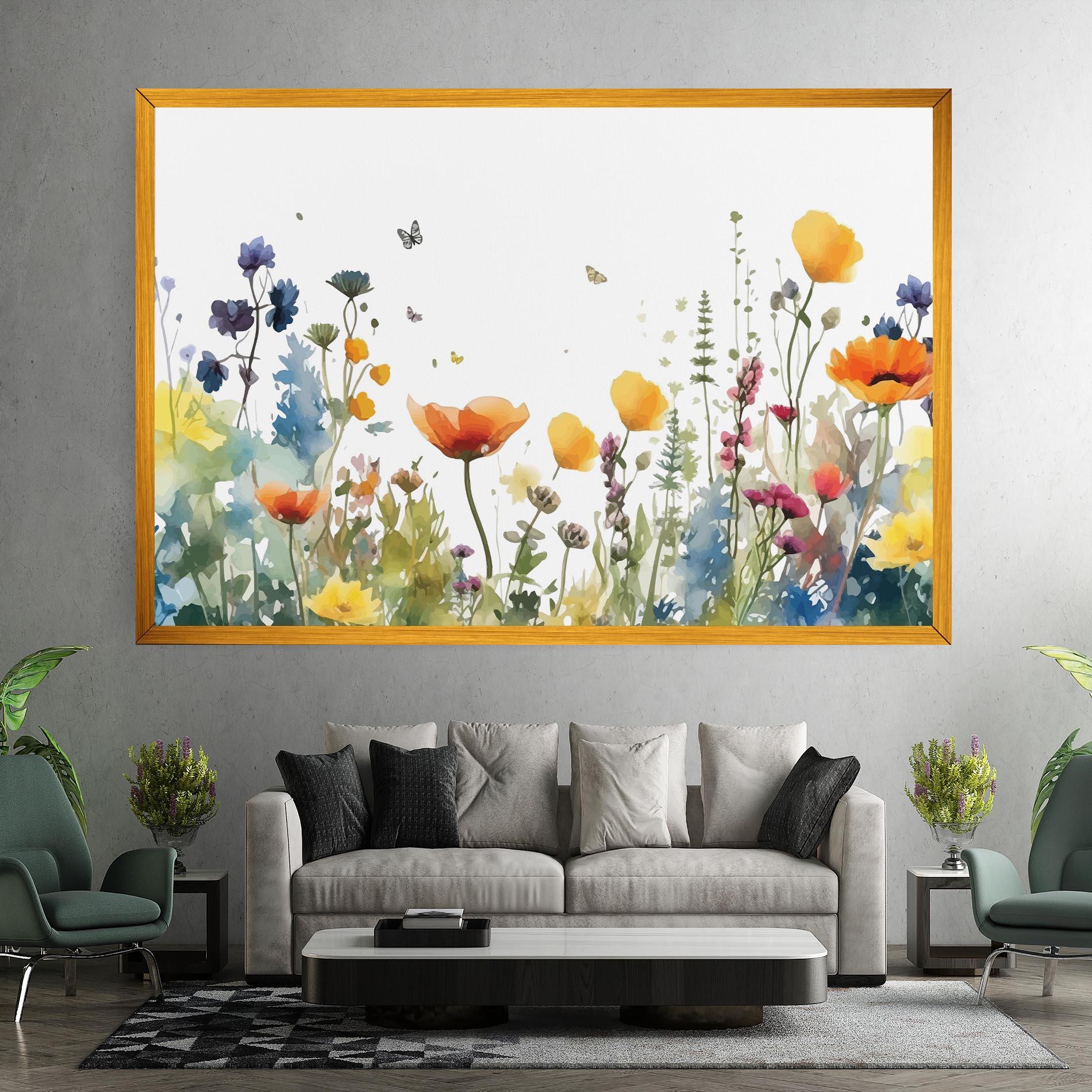 Leinwandbild Watercolor Spring Flowers mockup 7