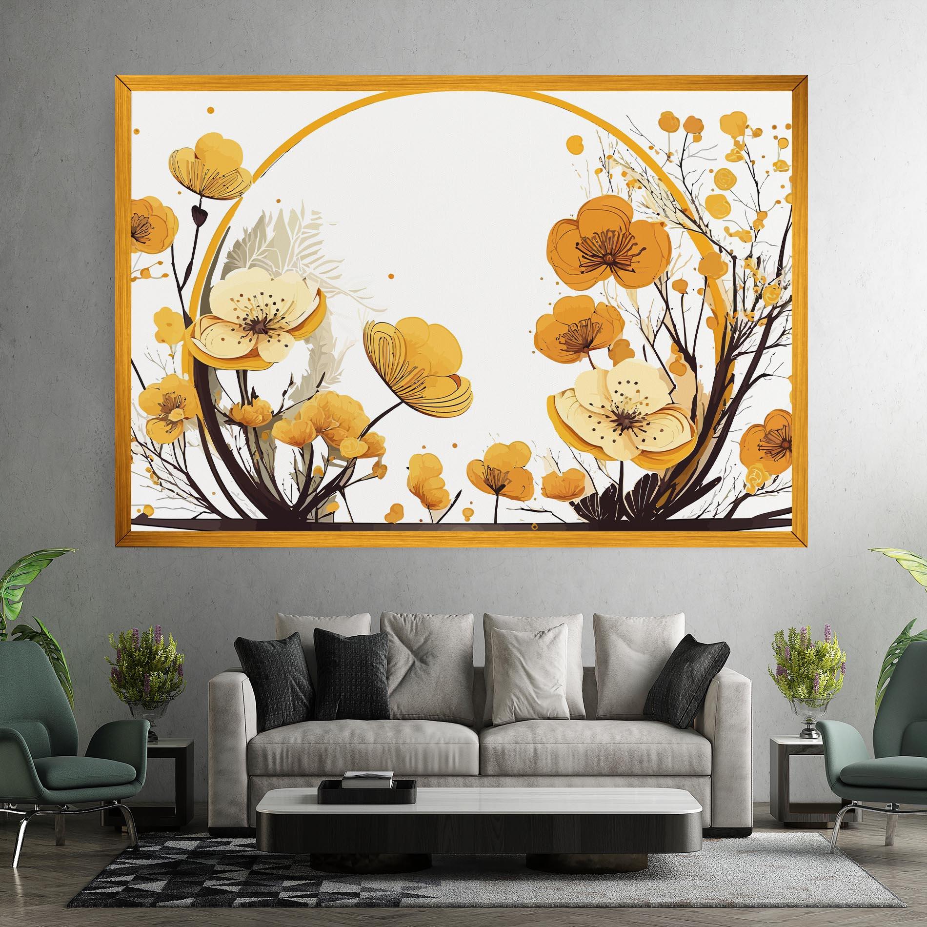 Leinwandbild Yellow Circle Flowers mockup 7