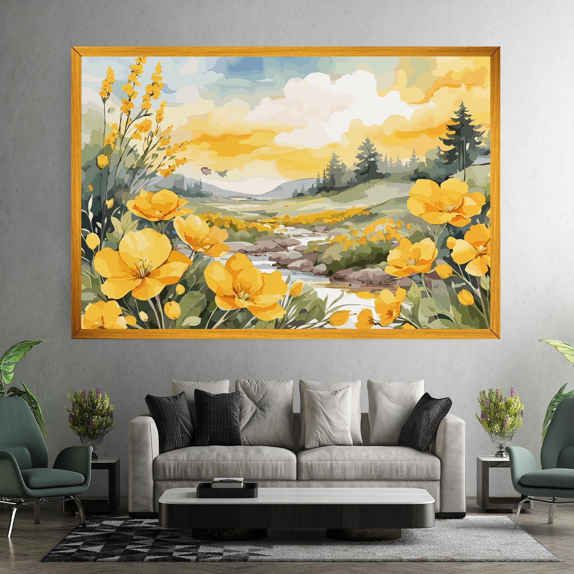 Leinwandbild Yellow Spring Flower mockup 7