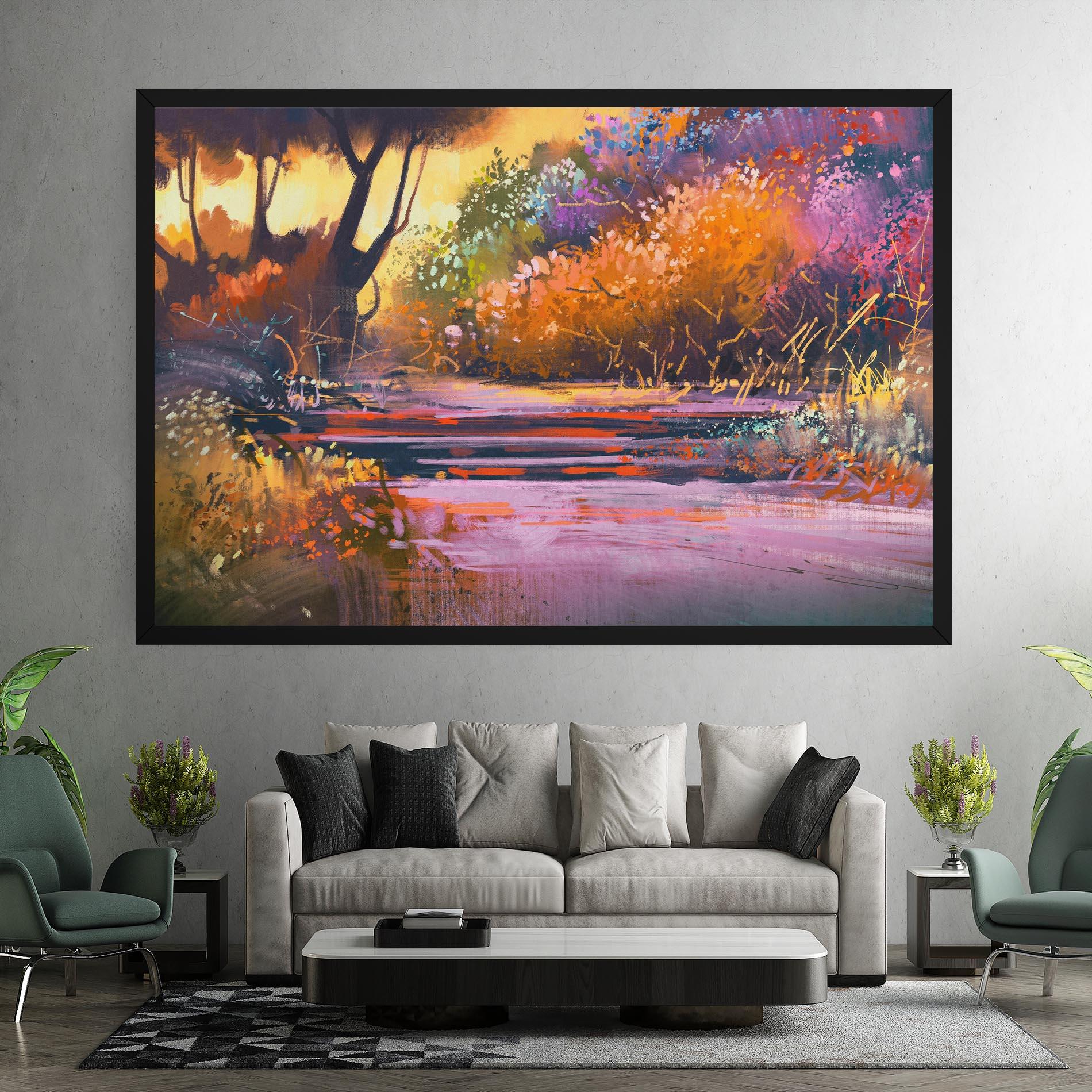 Leinwandbild Landscape Colorful Trees mockup 7