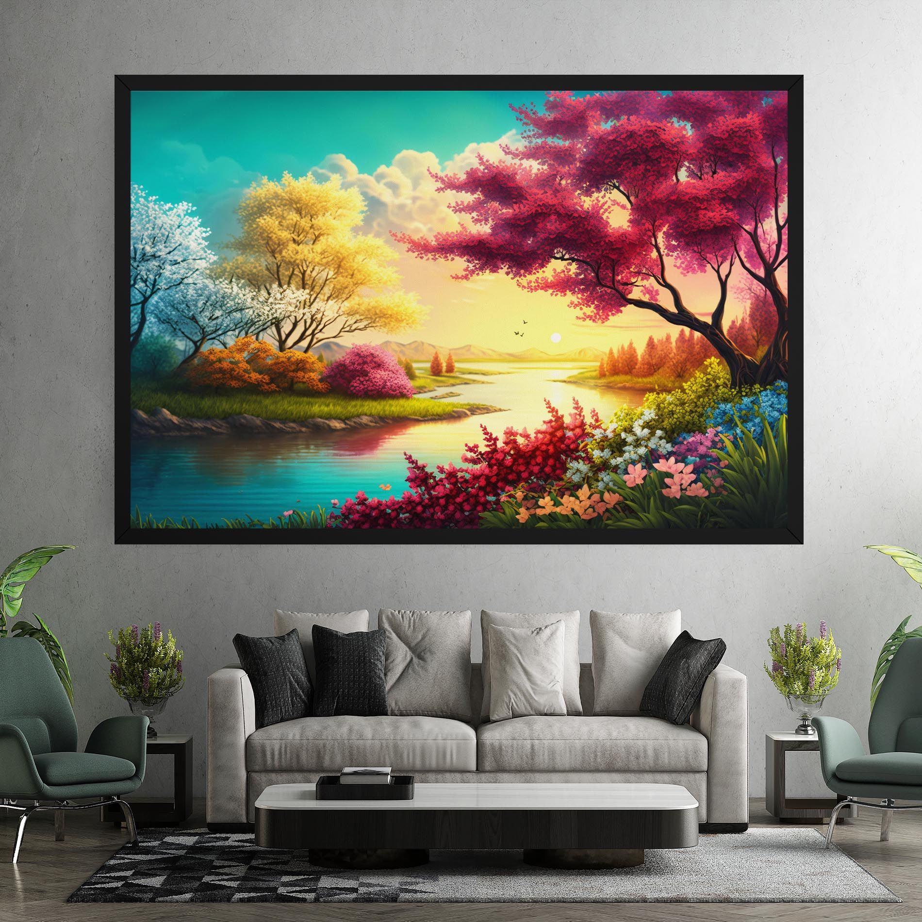 Pink Yellow Trees mockup 7