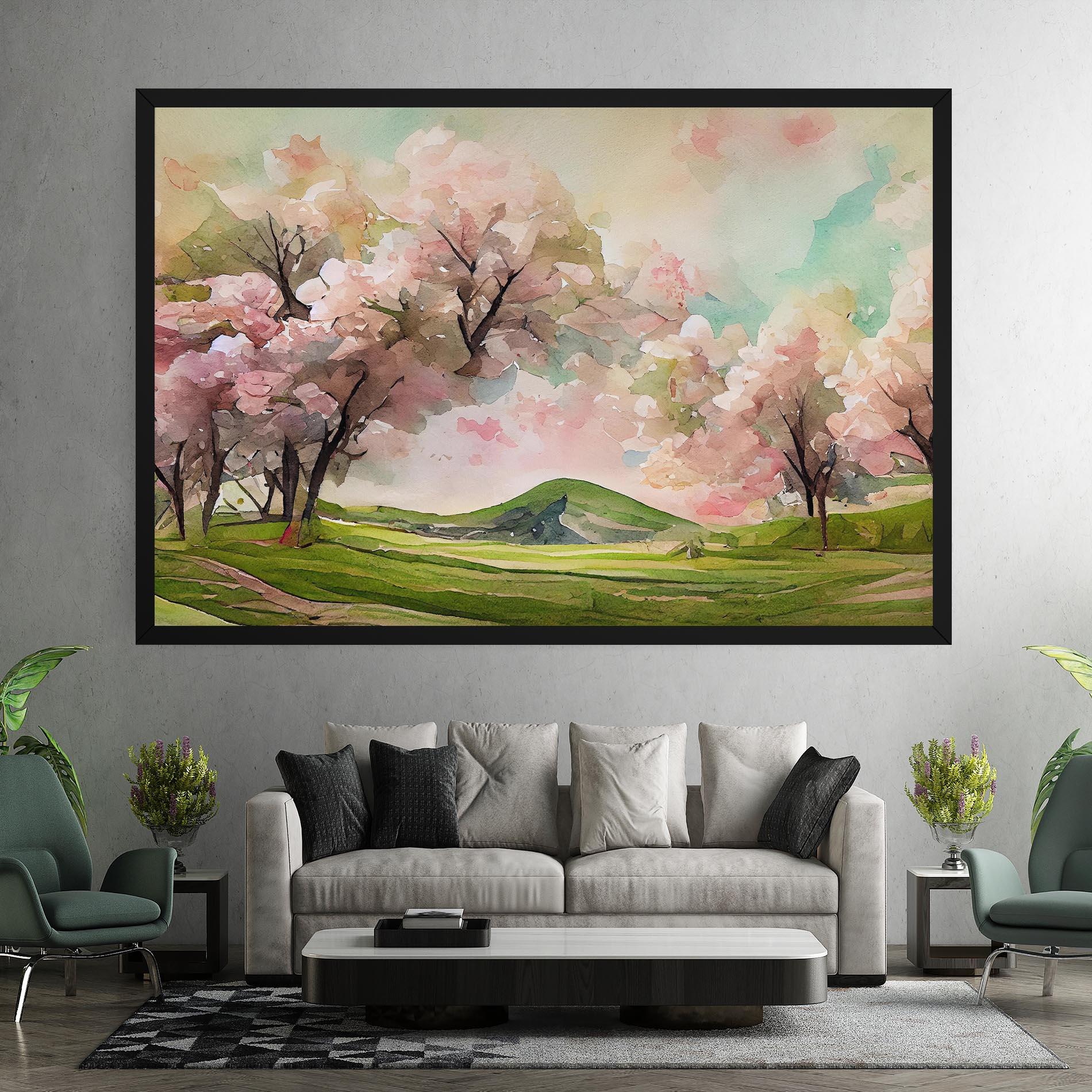 Leinwandbild Spring Pink Trees mockup 7