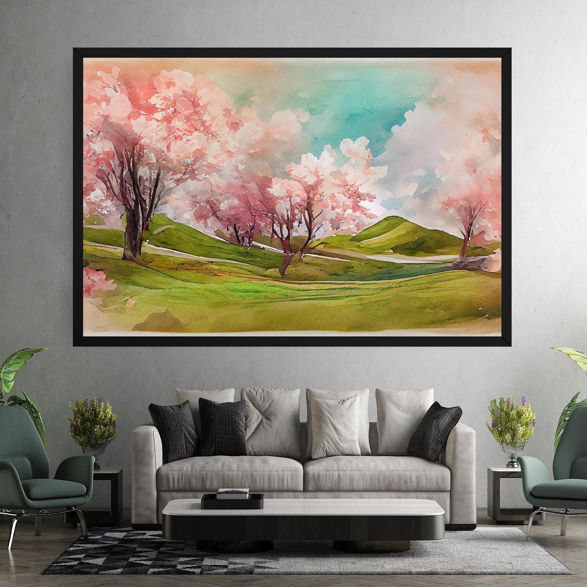 Leinwandbild Spring Trees Painting mockup 7