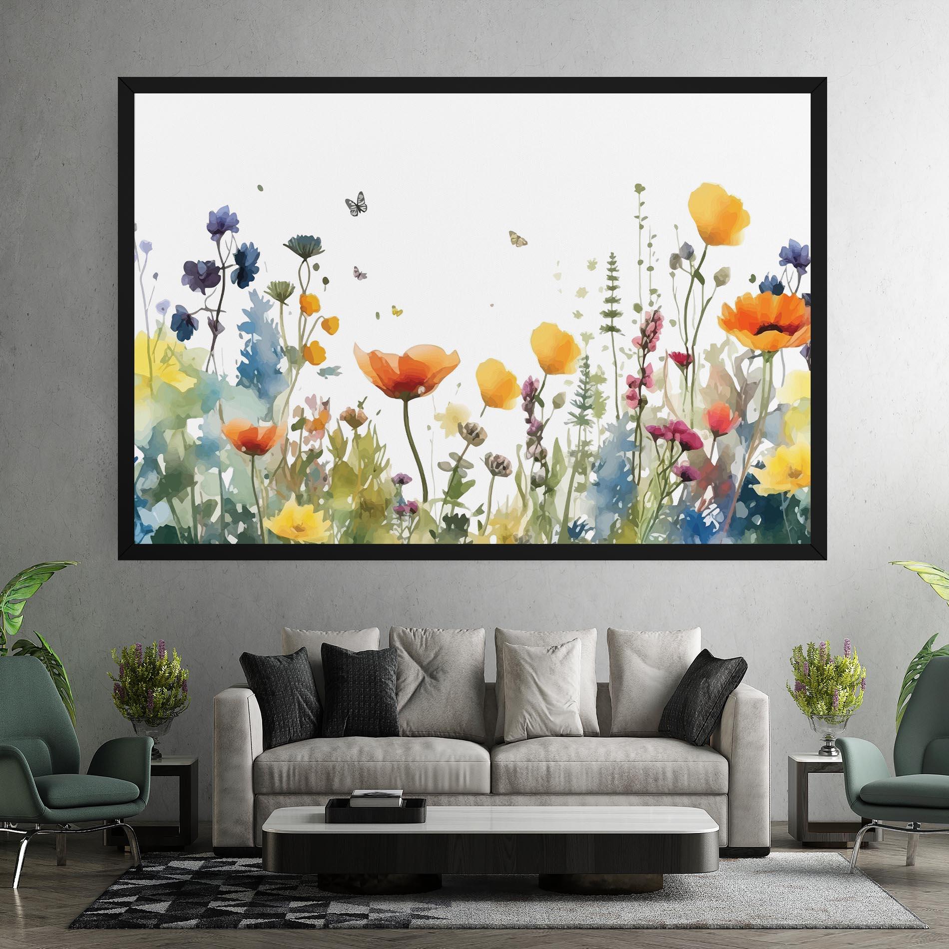 Leinwandbild Watercolor Spring Flowers mockup 7