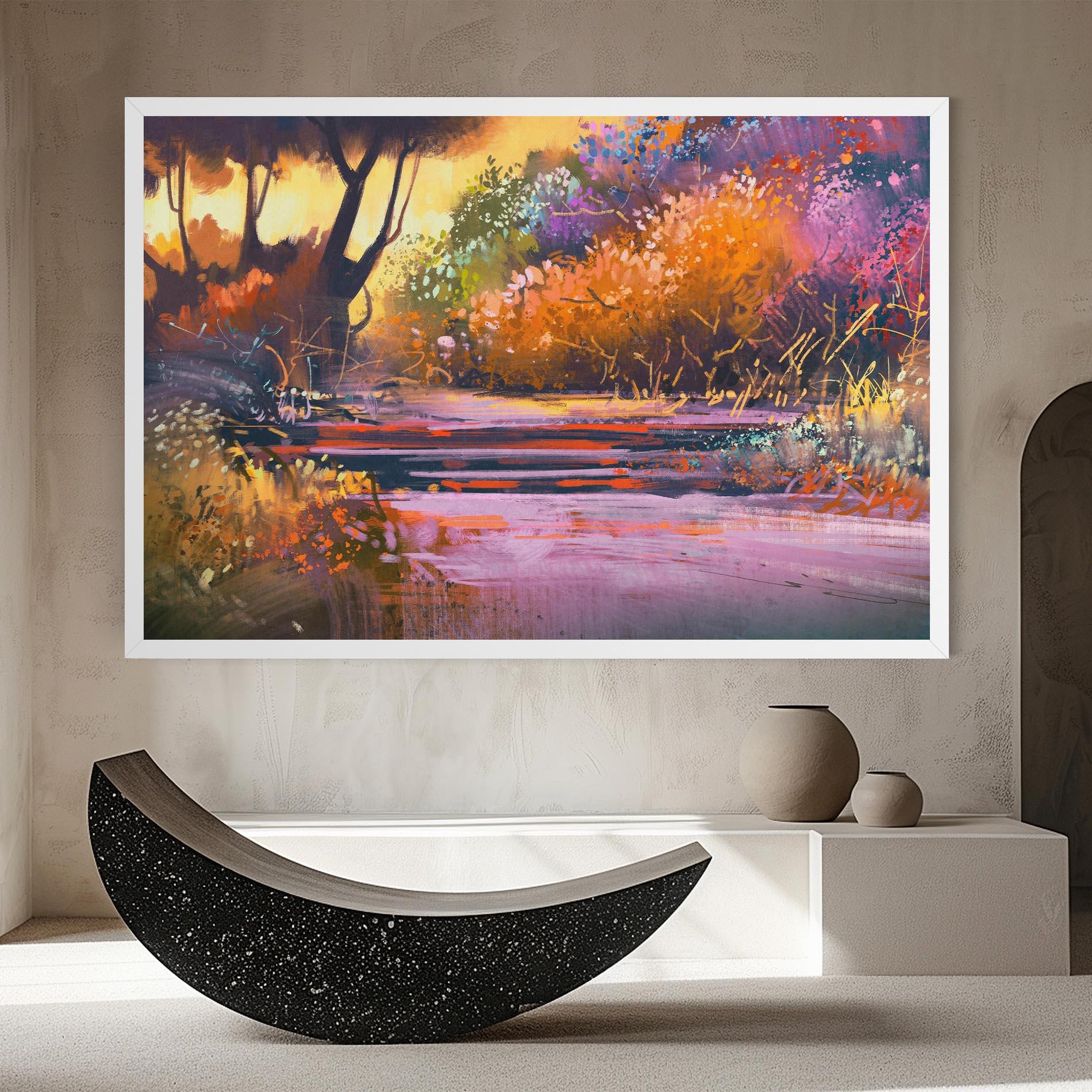 Leinwandbild Landscape Colorful Trees mockup 8