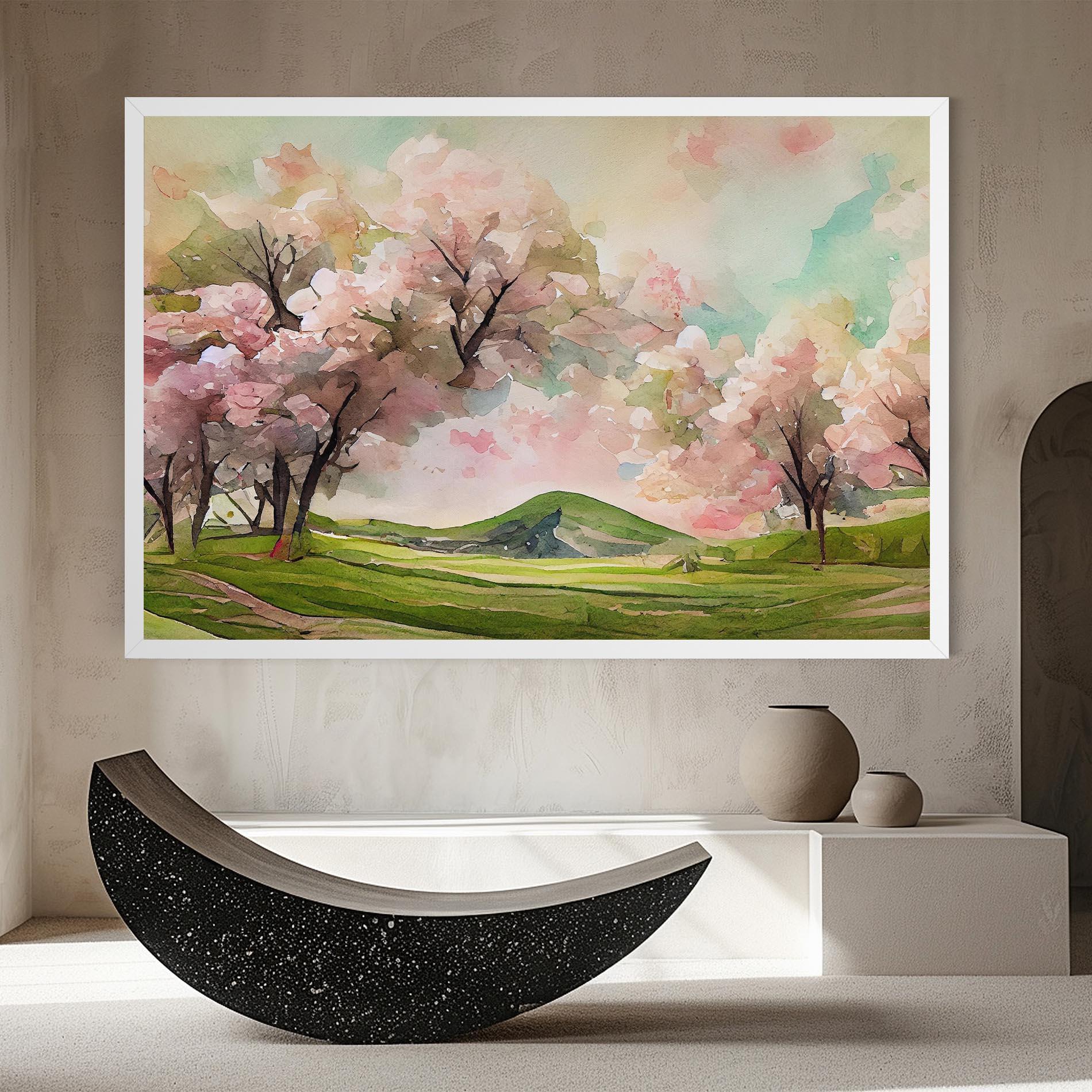 Leinwandbild Spring Pink Trees mockup 8