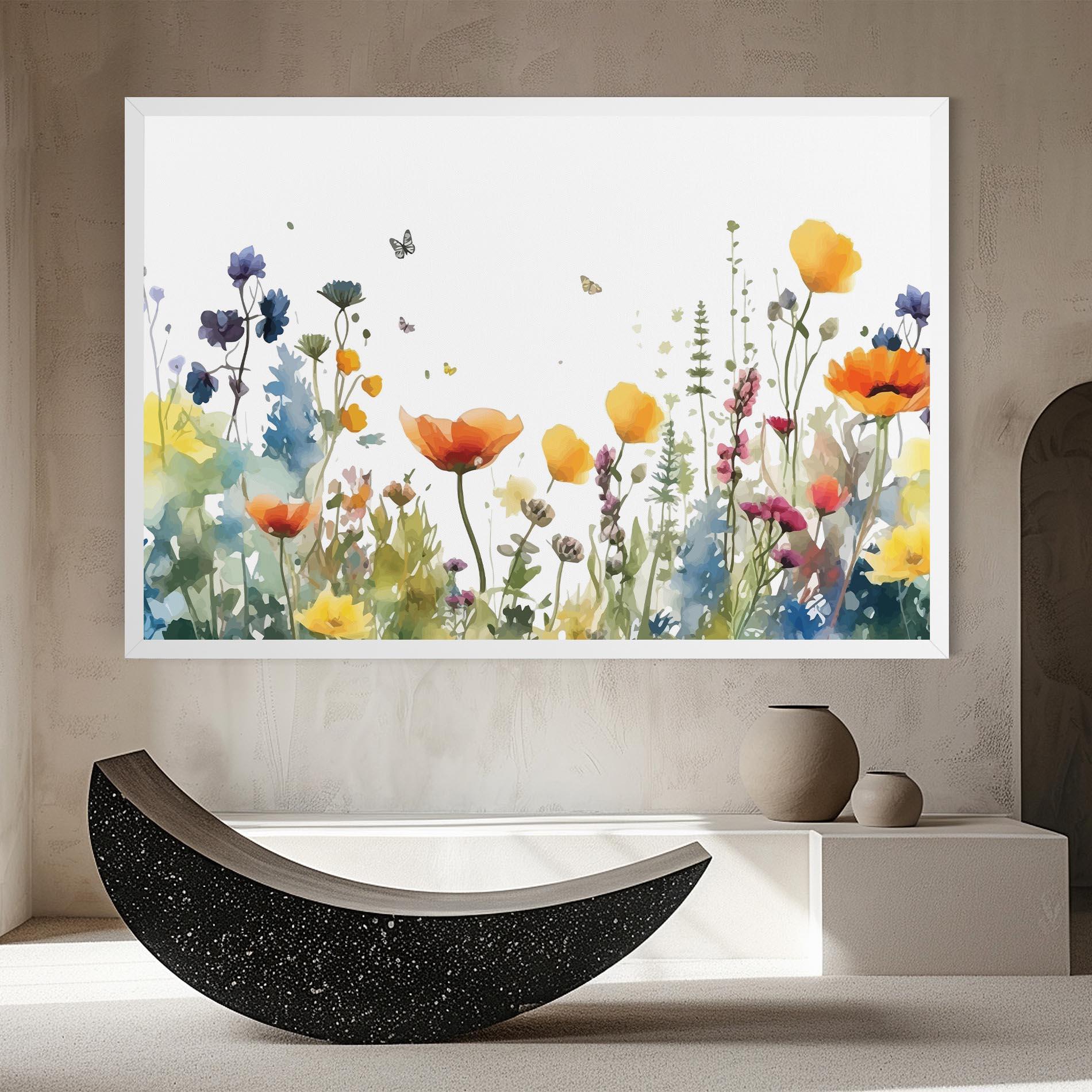 Leinwandbild Watercolor Spring Flowers mockup 8