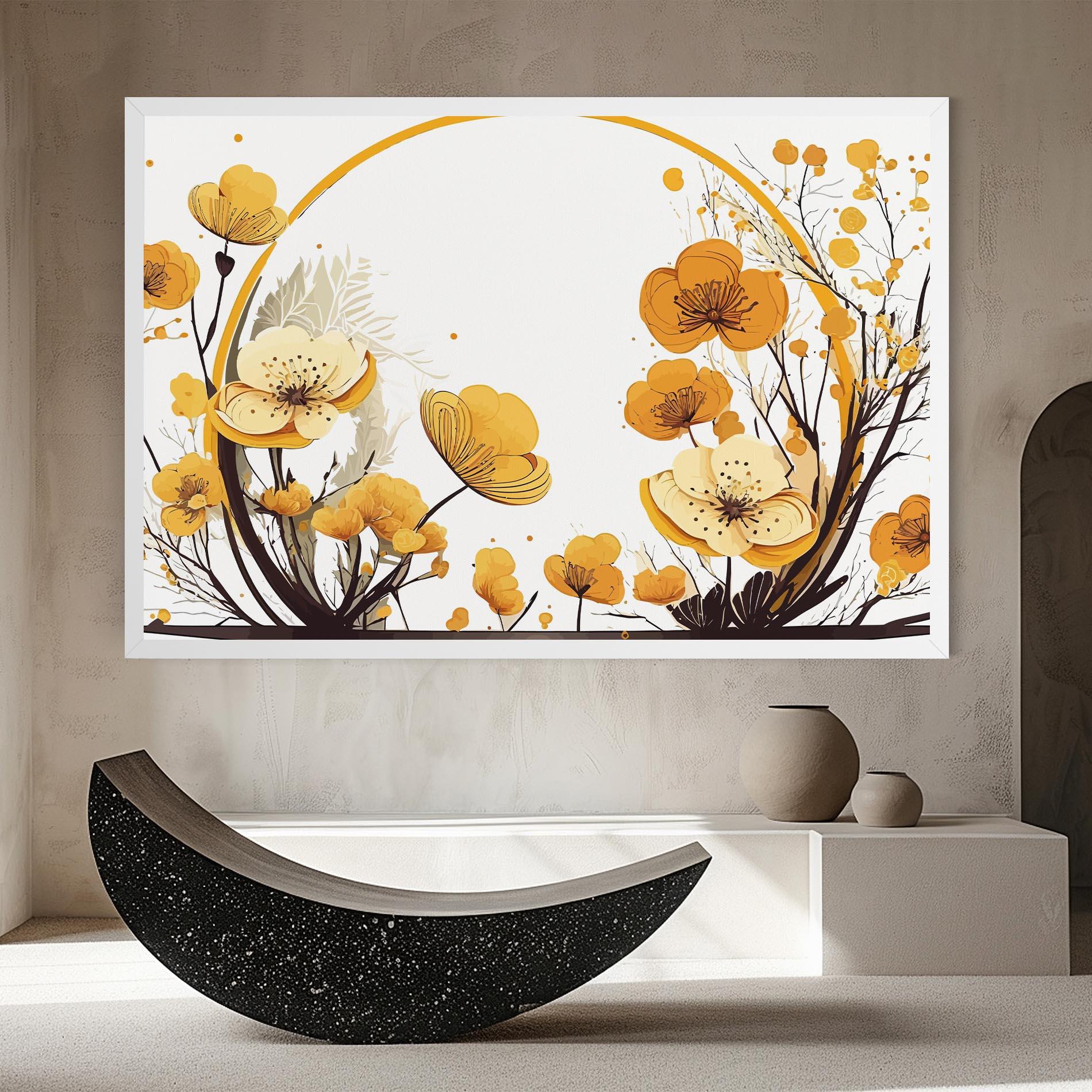 Leinwandbild Yellow Circle Flowers mockup 8