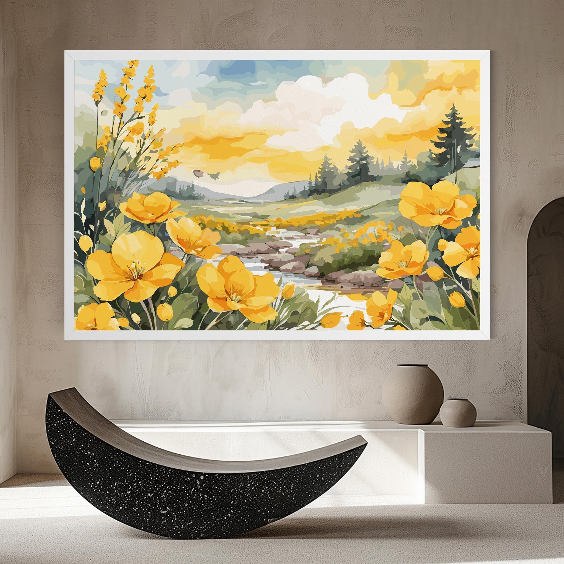 Leinwandbild Yellow Spring Flower mockup 8