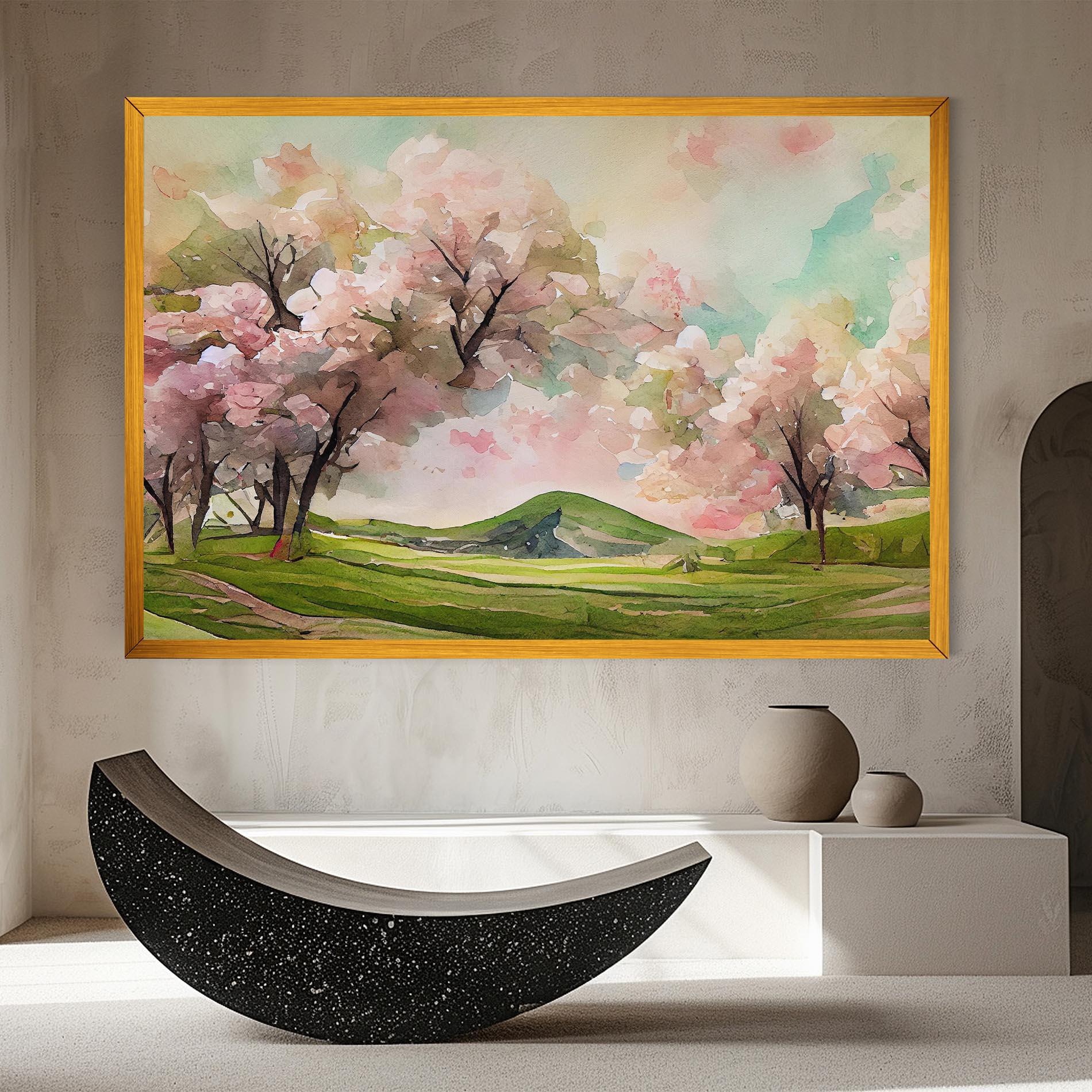 Leinwandbild Spring Pink Trees mockup 8