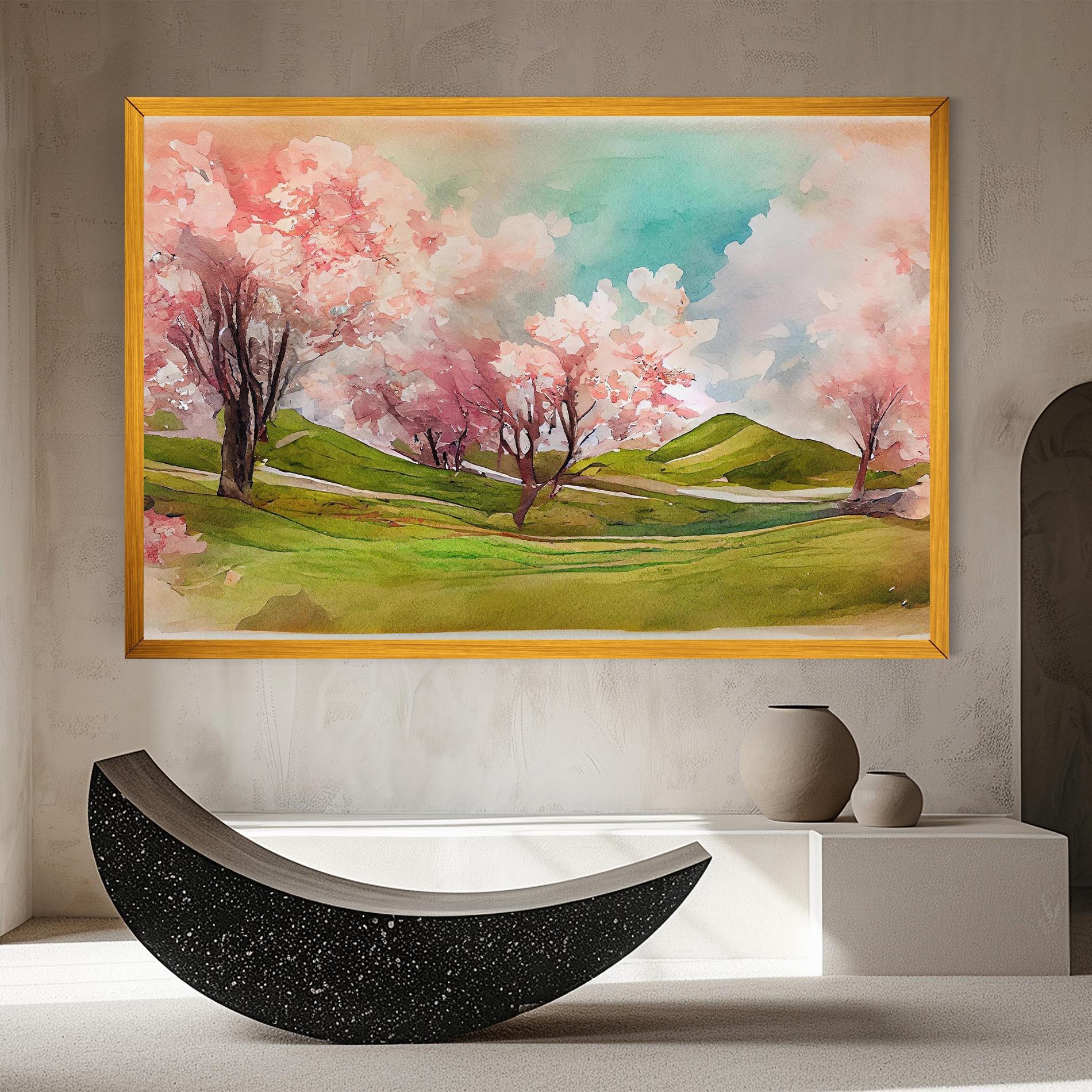 Leinwandbild Spring Trees Painting mockup 8
