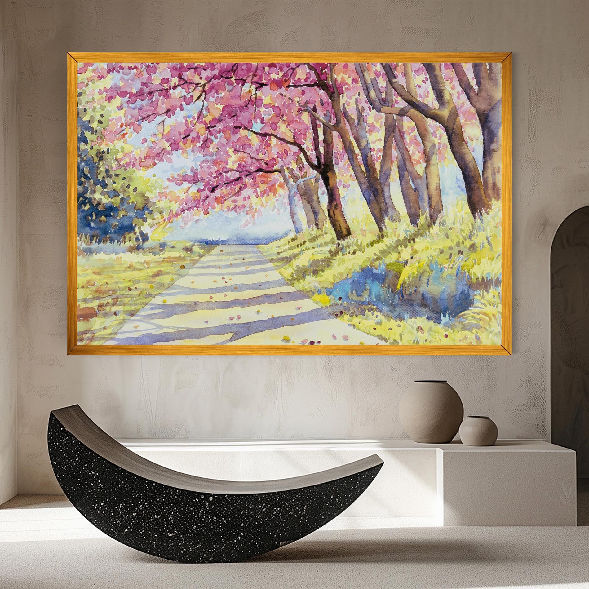 Leinwandbild Watercolor Spring Landscape mockup 8