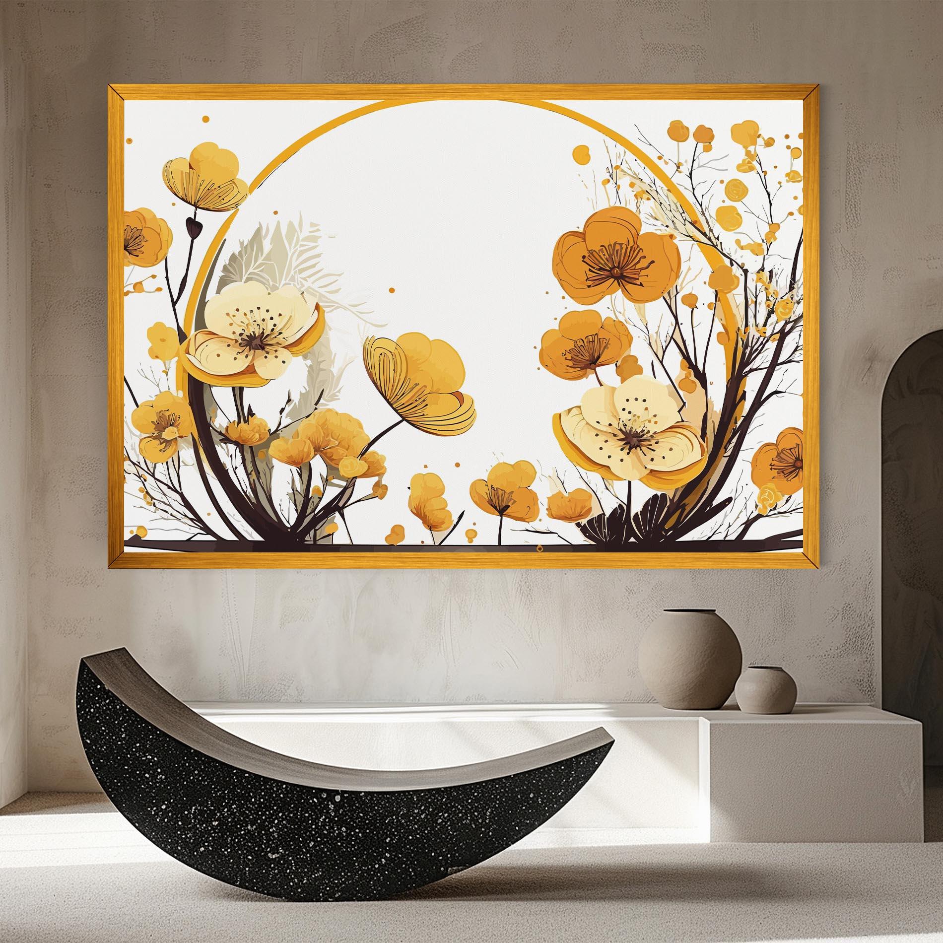 Leinwandbild Yellow Circle Flowers mockup 8
