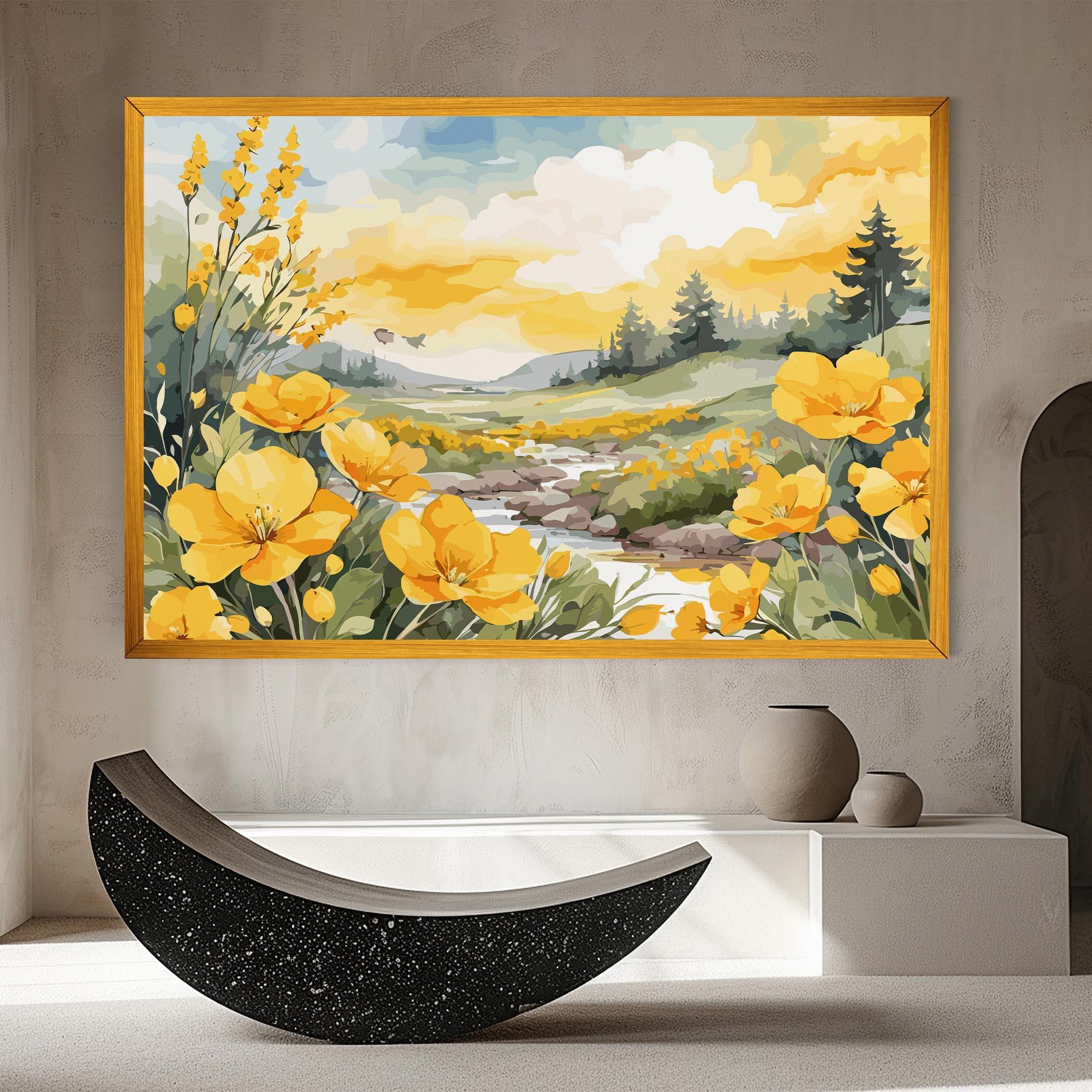 Leinwandbild Yellow Spring Flower mockup 8