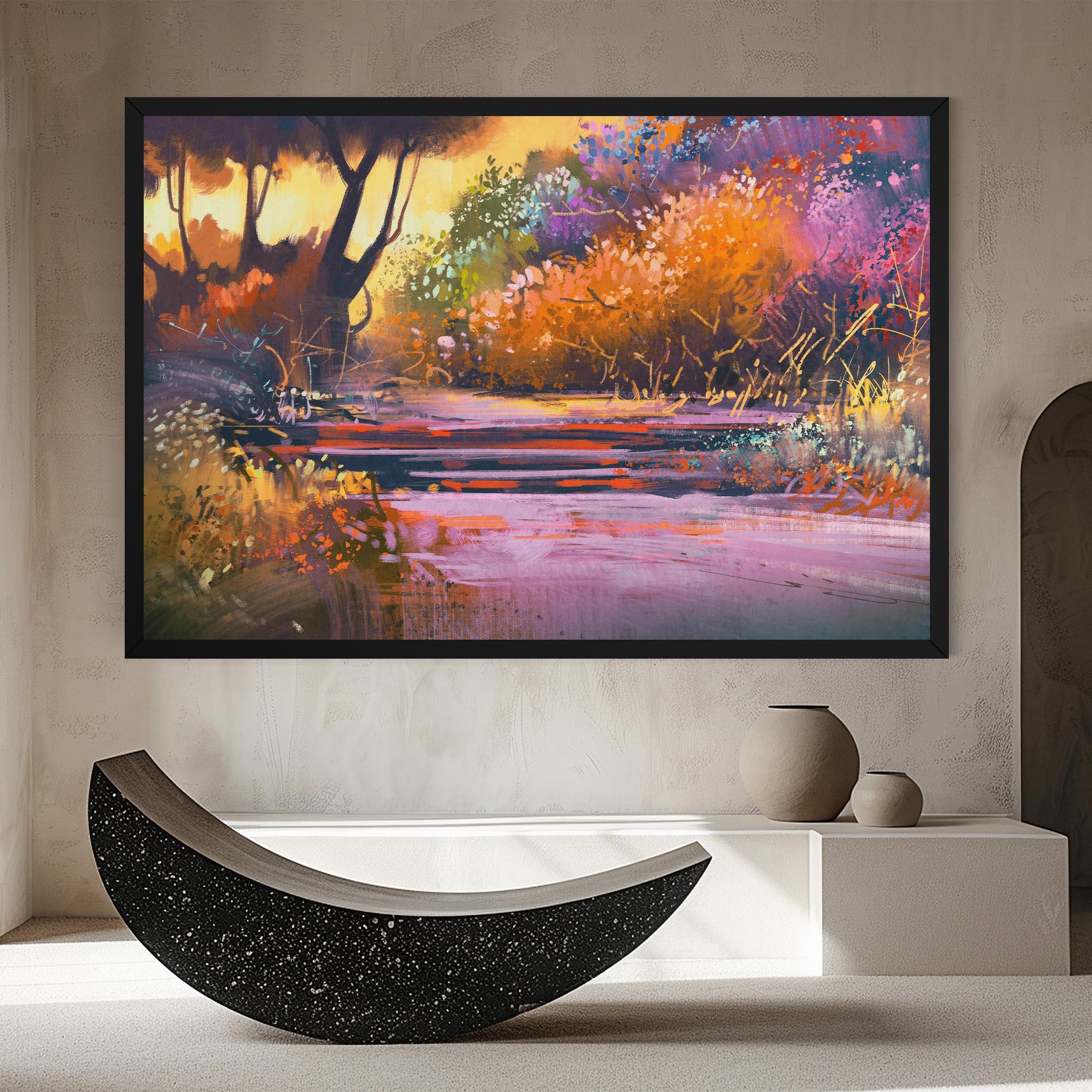 Leinwandbild Landscape Colorful Trees mockup 8