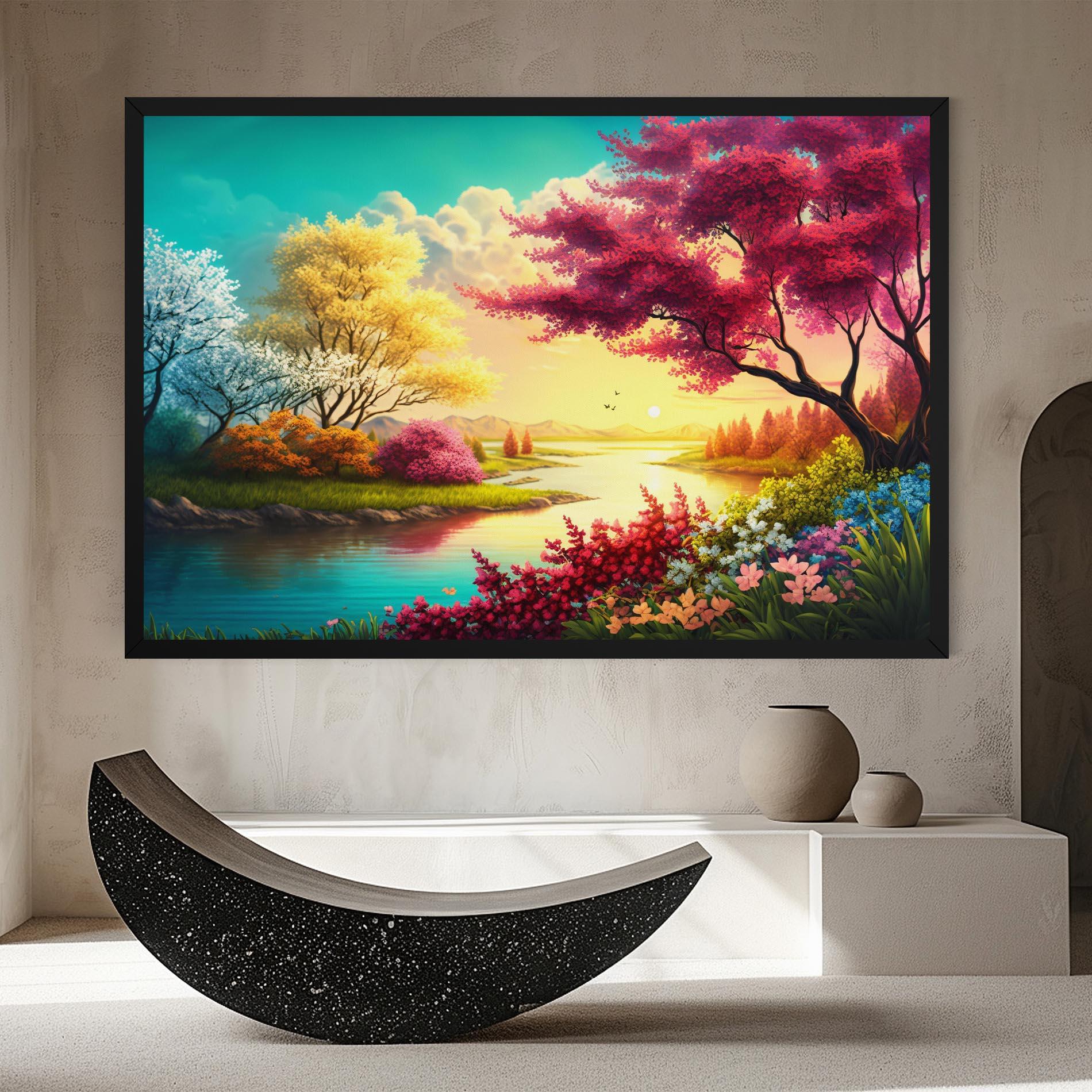 Leinwandbild Pink Yellow Trees mockup 8