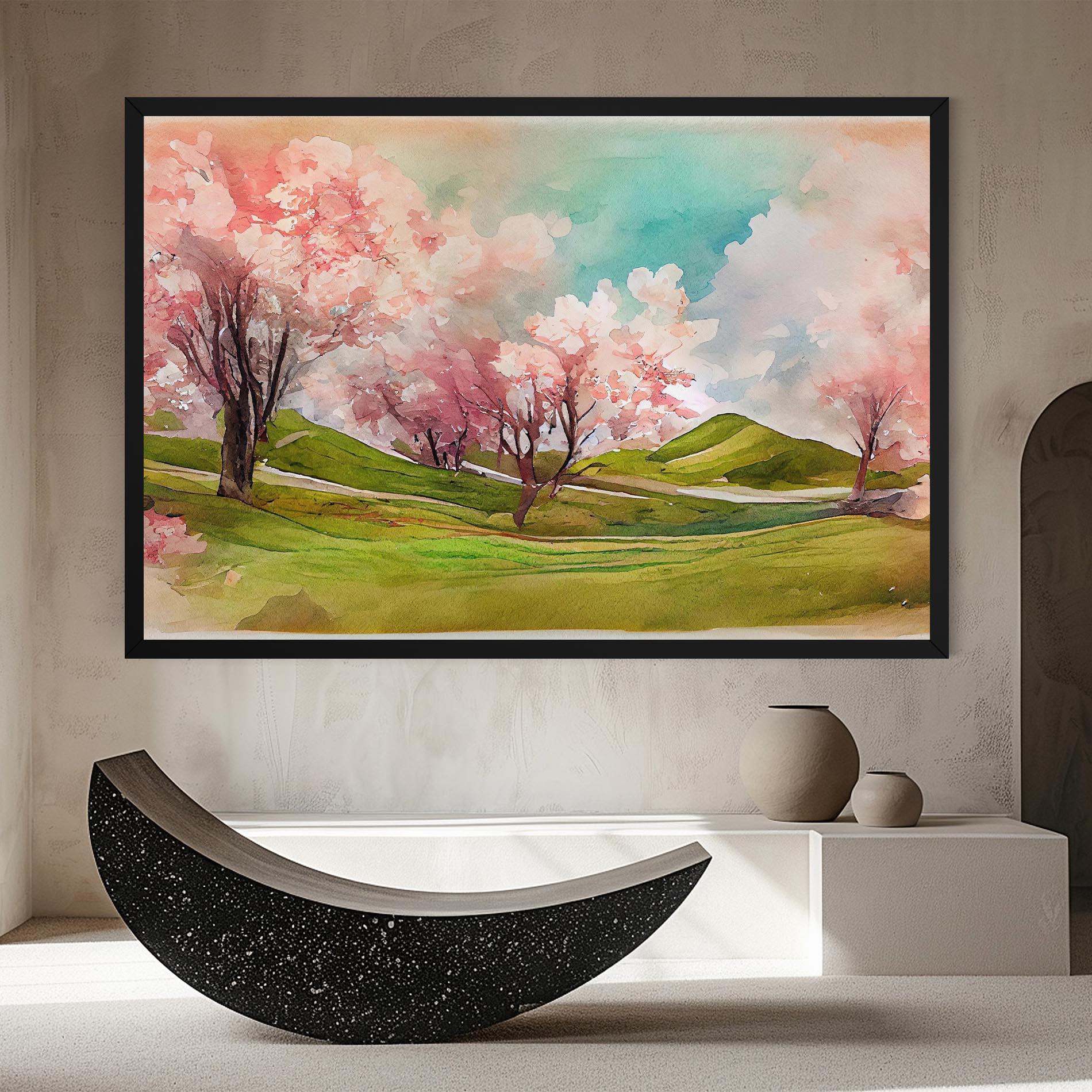 Leinwandbild Spring Trees Painting mockup 8
