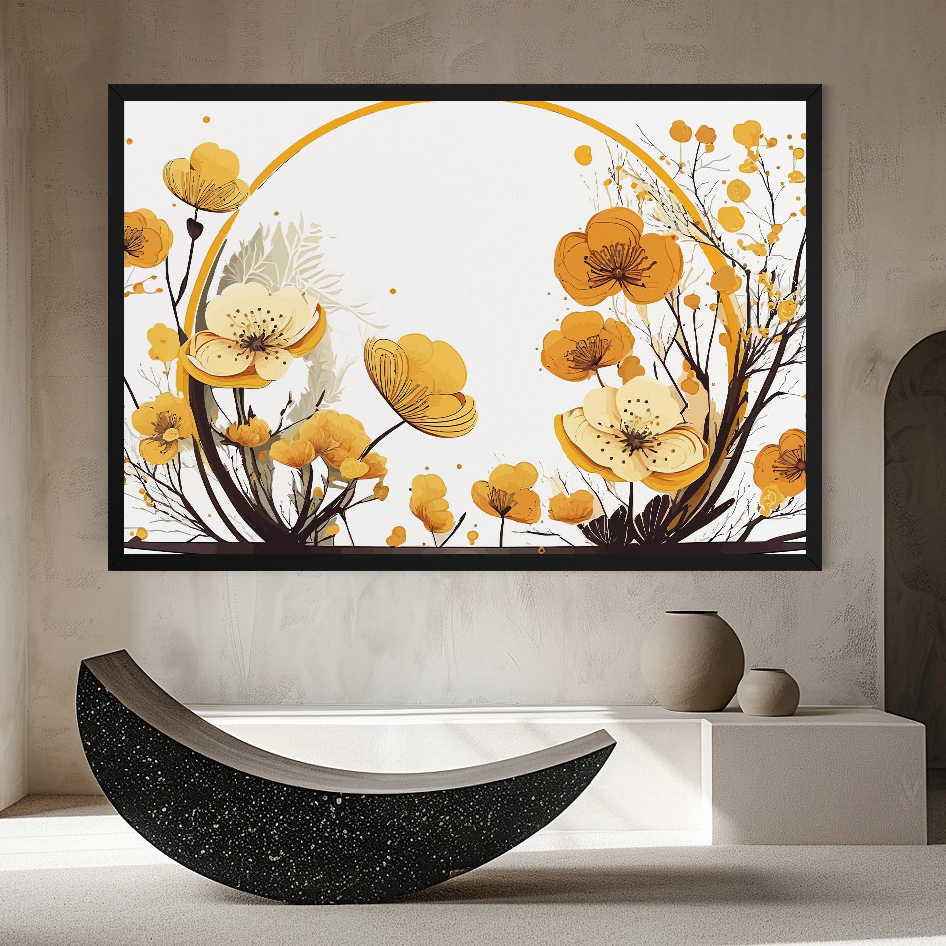 Leinwandbild Yellow Circle Flowers mockup 8