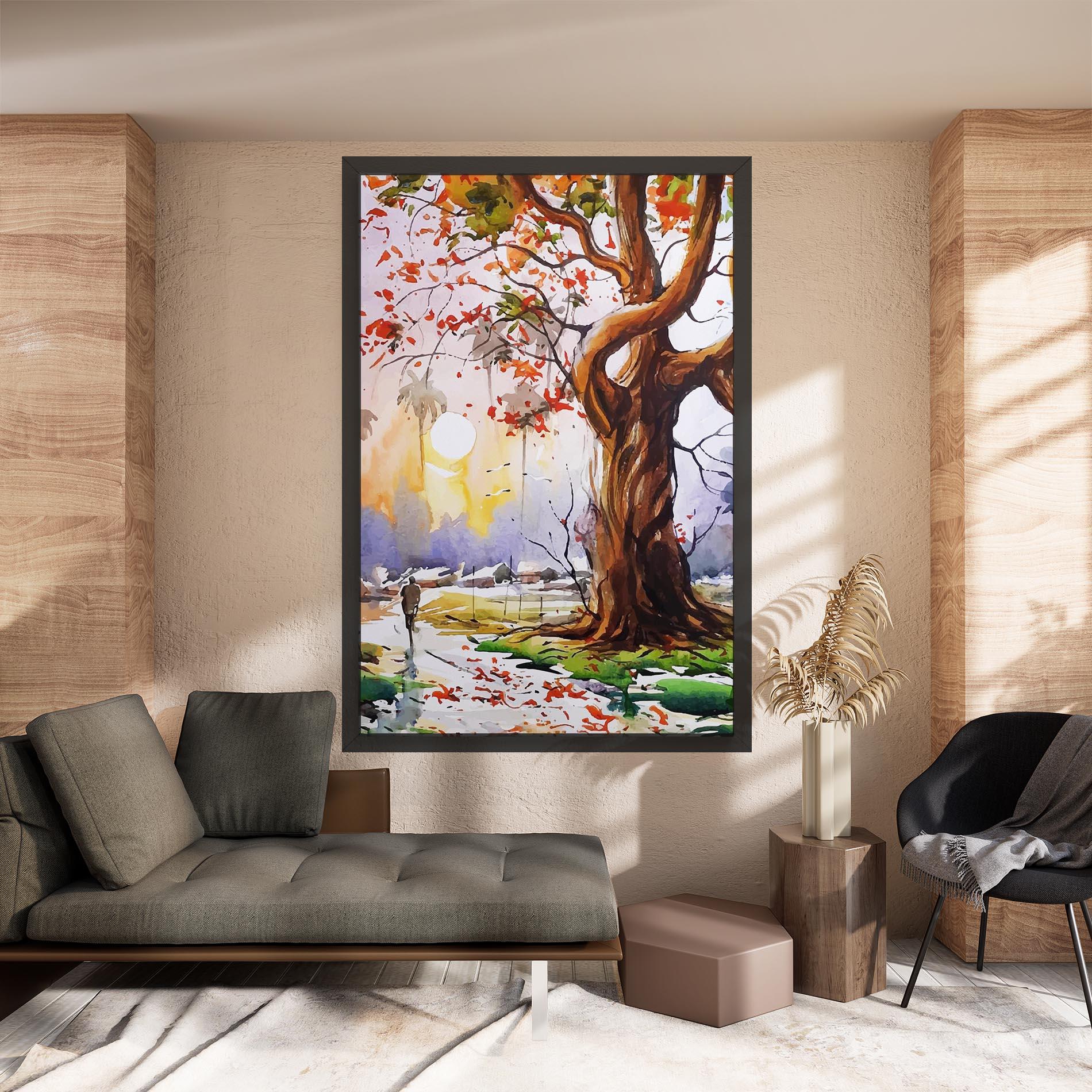 Leinwandbild Watercolor Spring Tree mockup 8