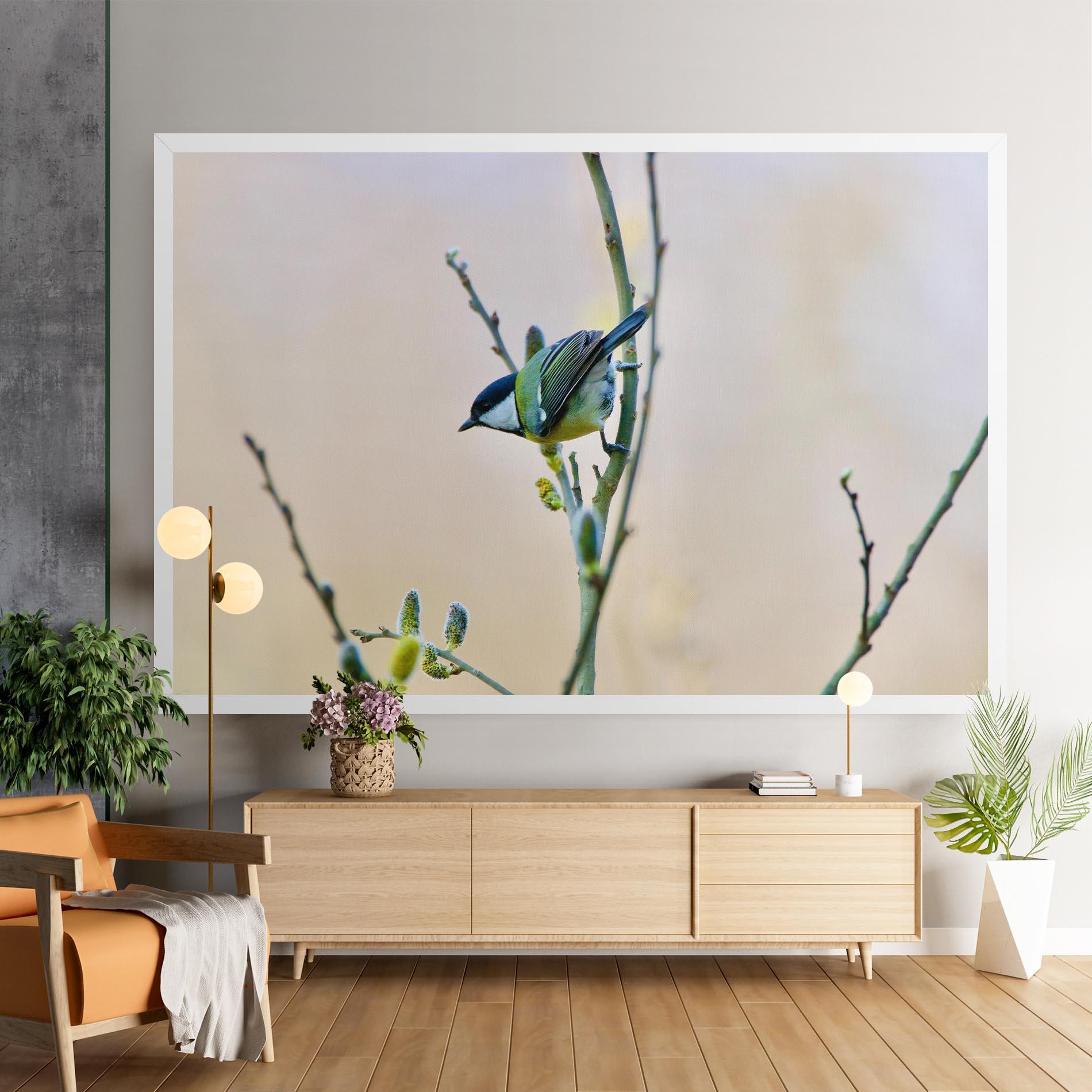 Leinwandbild Beautiful Spring Bird mockup 9