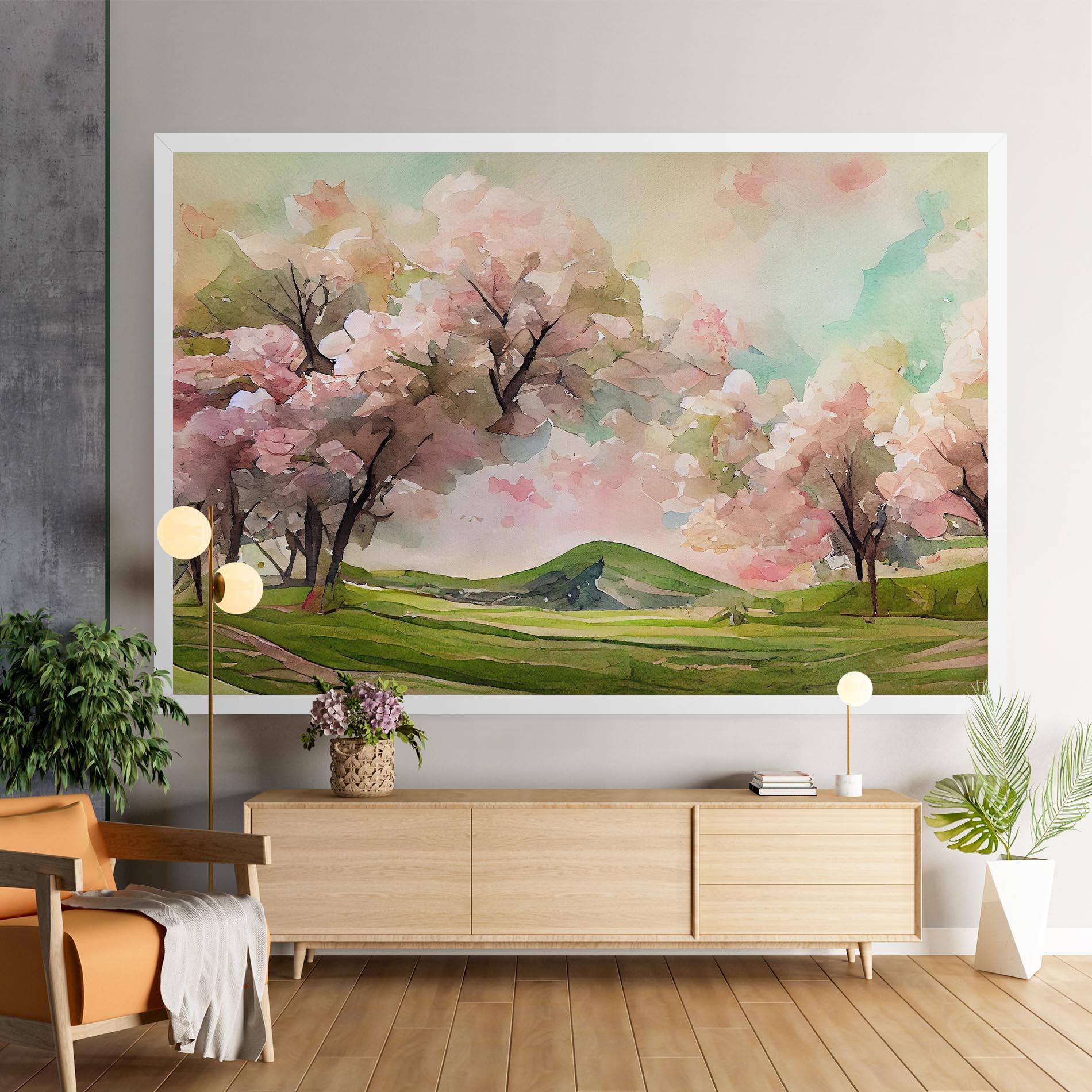 Leinwandbild Spring Pink Trees mockup 9