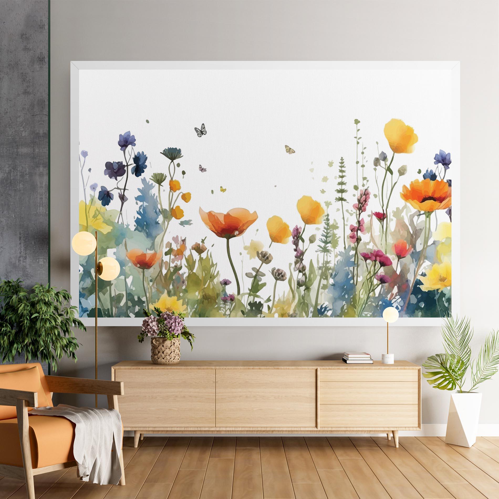 Leinwandbild Watercolor Spring Flowers mockup 9