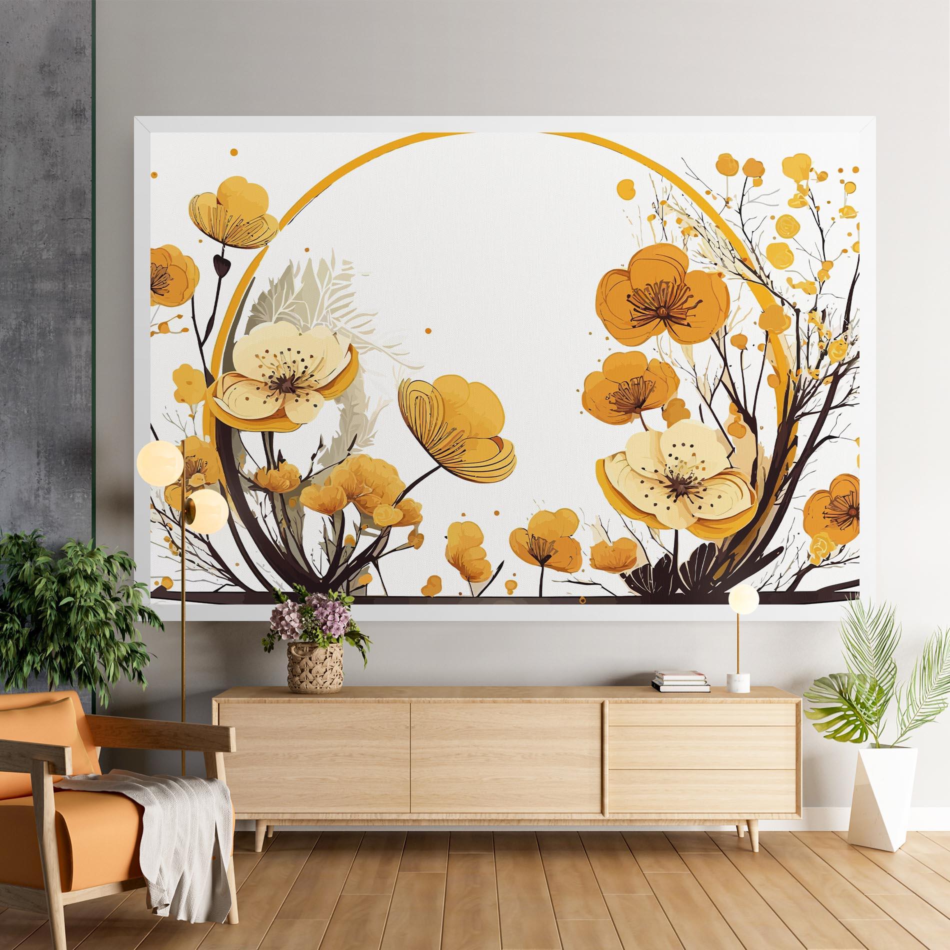 Leinwandbild Yellow Circle Flowers mockup 9