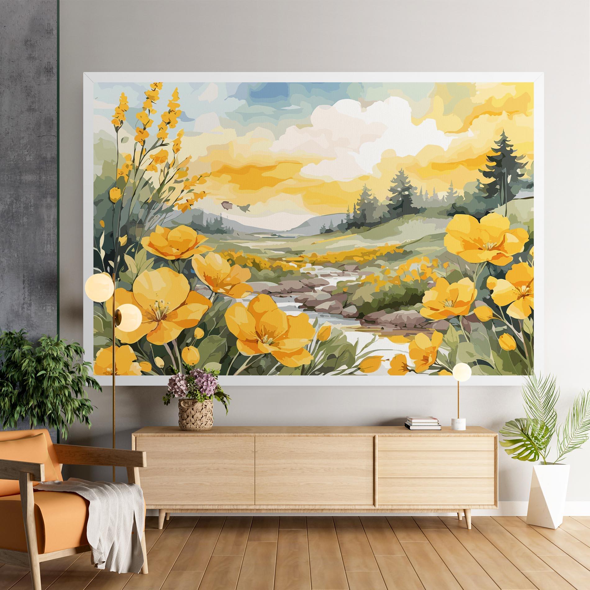 Leinwandbild Yellow Spring Flower mockup 9