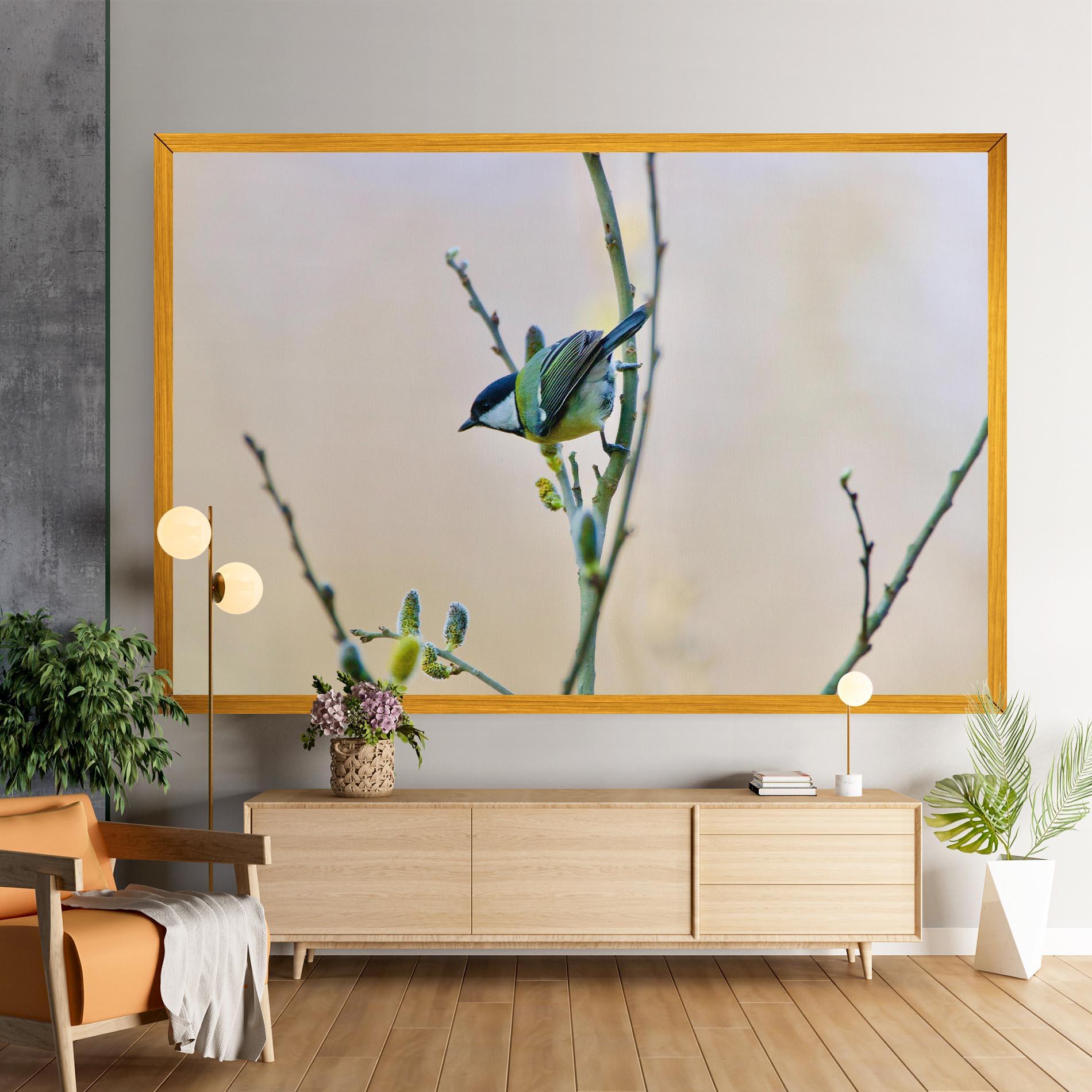 Leinwandbild Beautiful Spring Bird mockup 9