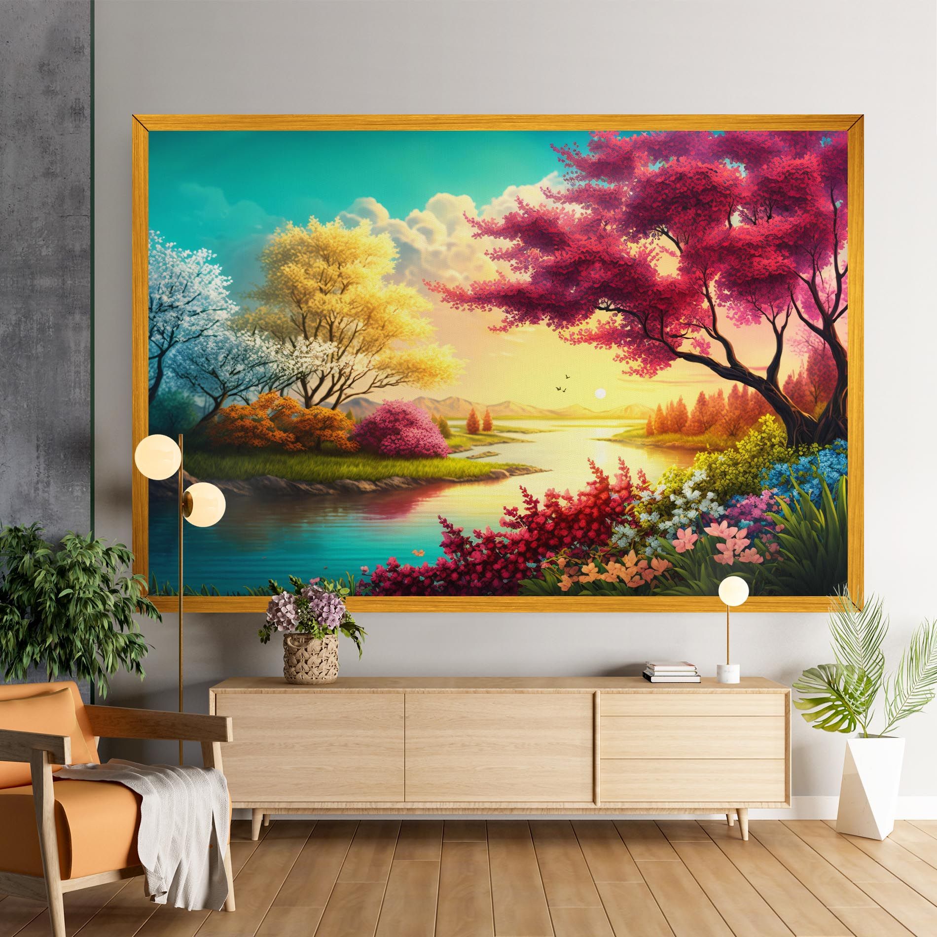 Pink Yellow Trees mockup 9