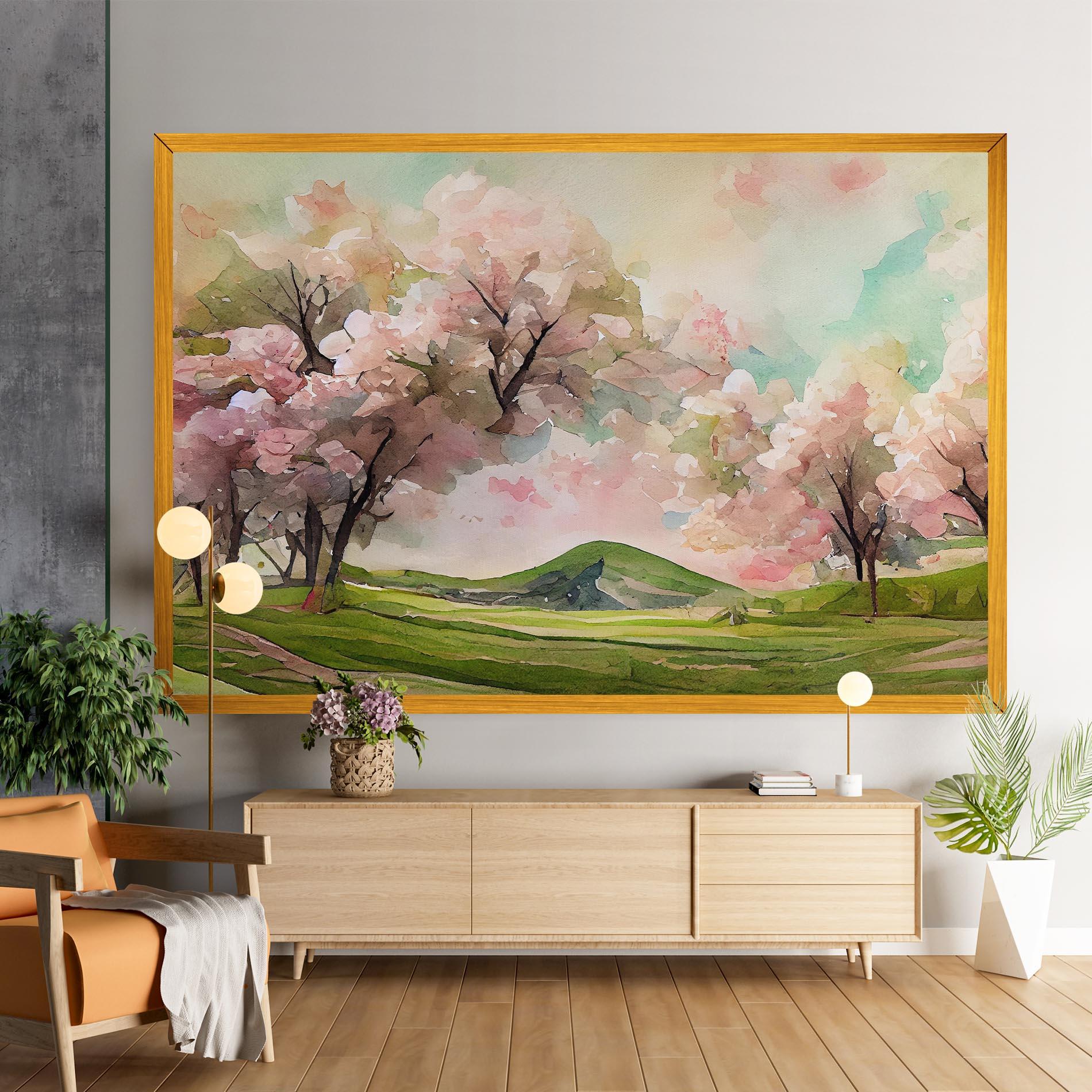 Leinwandbild Spring Pink Trees mockup 9