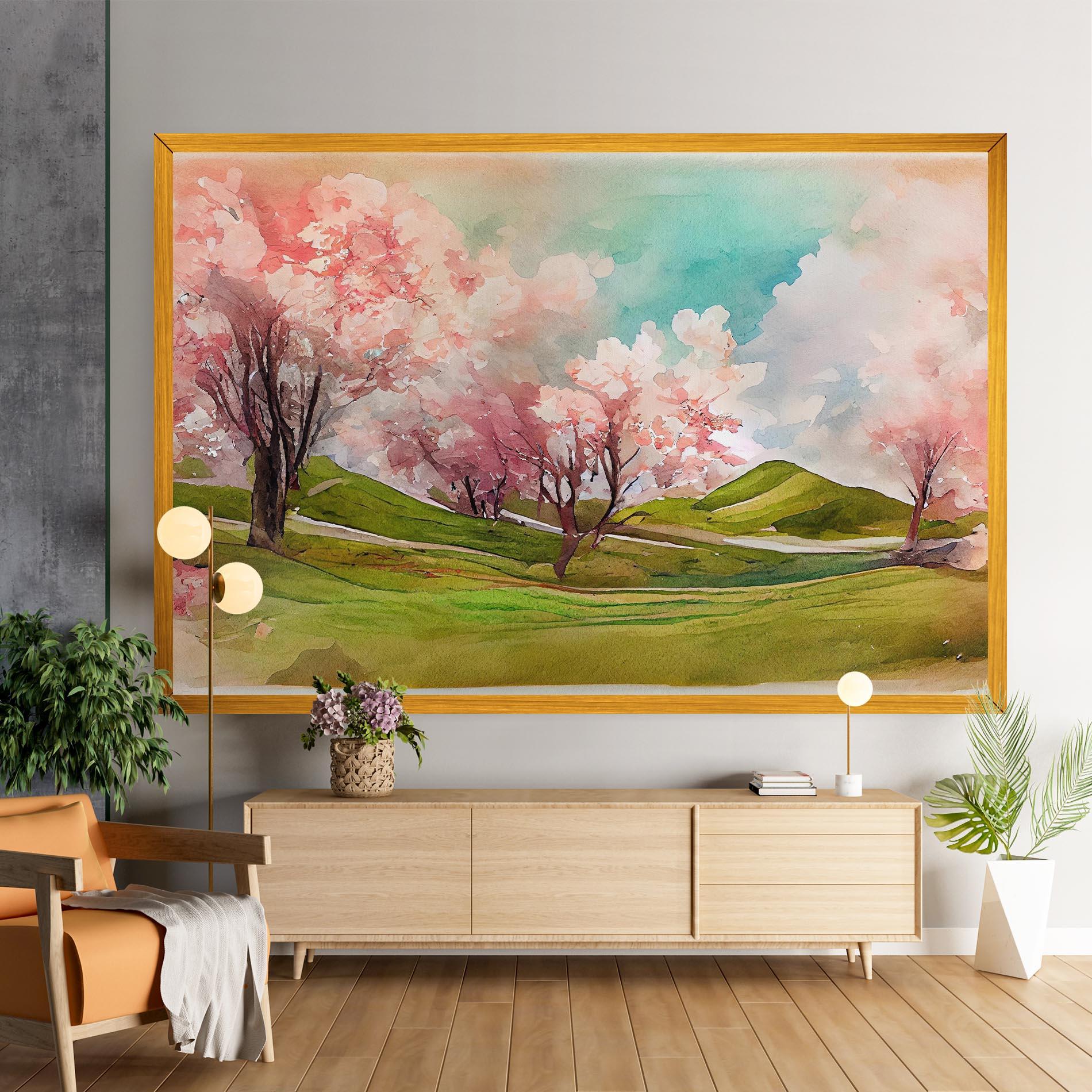Leinwandbild Spring Trees Painting mockup 9