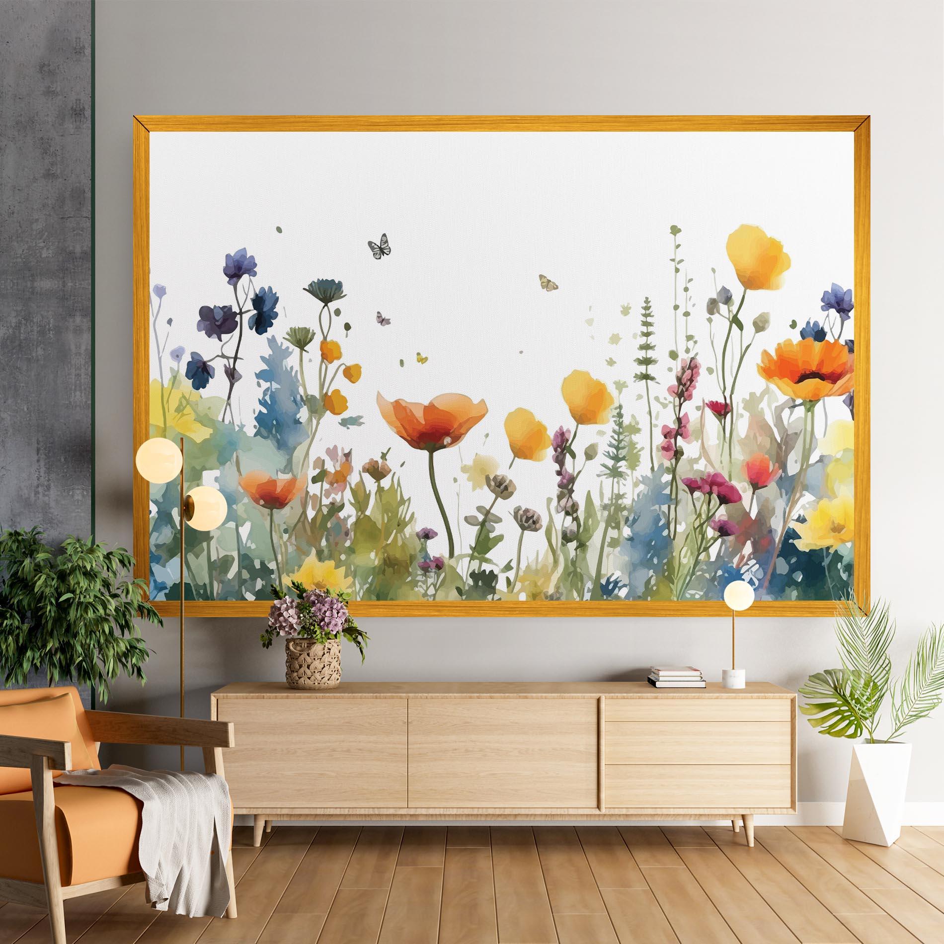 Leinwandbild Watercolor Spring Flowers mockup 9