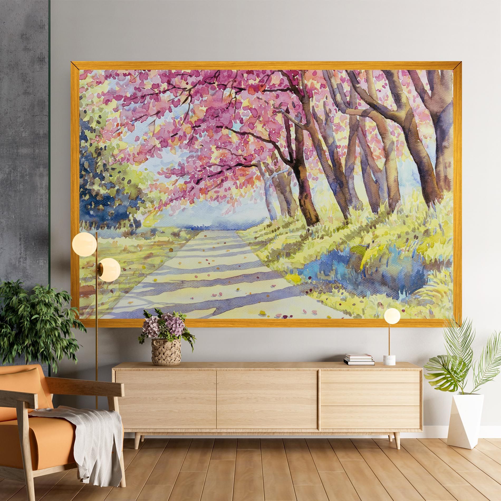 Watercolor Spring Landscape mockup 9