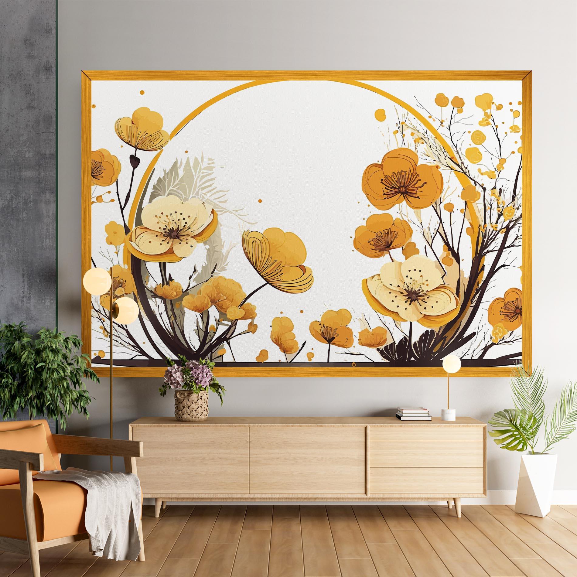 Leinwandbild Yellow Circle Flowers mockup 9