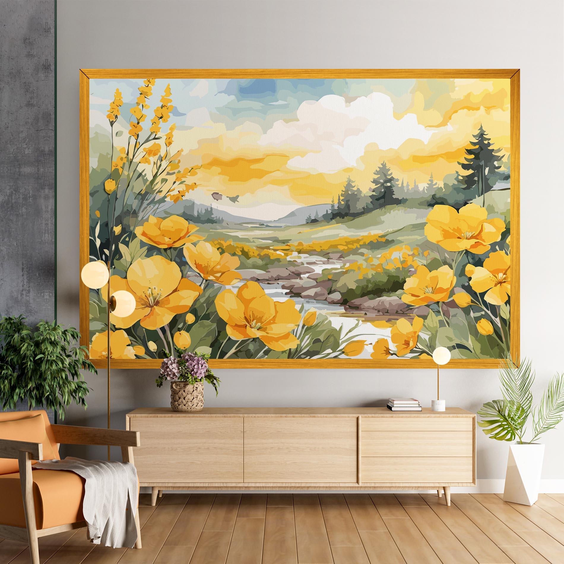 Leinwandbild Yellow Spring Flower mockup 9