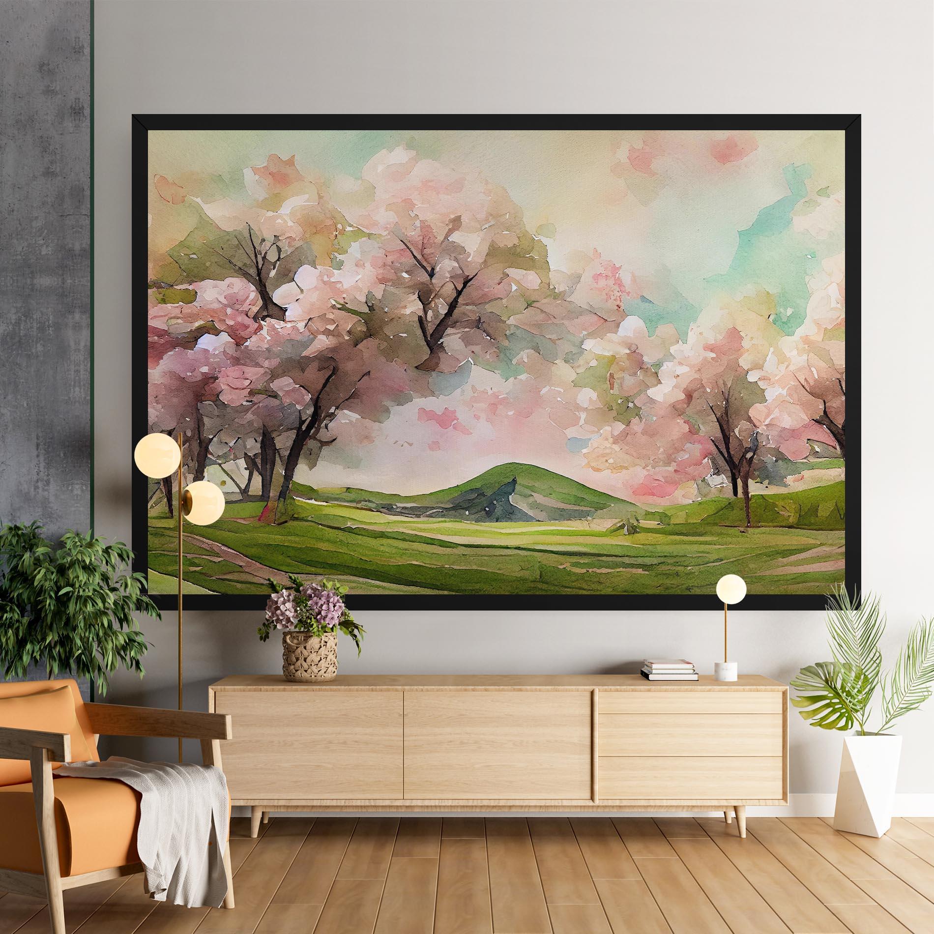 Leinwandbild Spring Pink Trees mockup 9