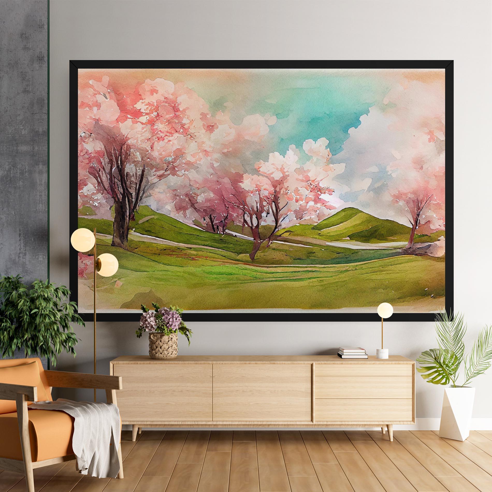 Leinwandbild Spring Trees Painting mockup 9