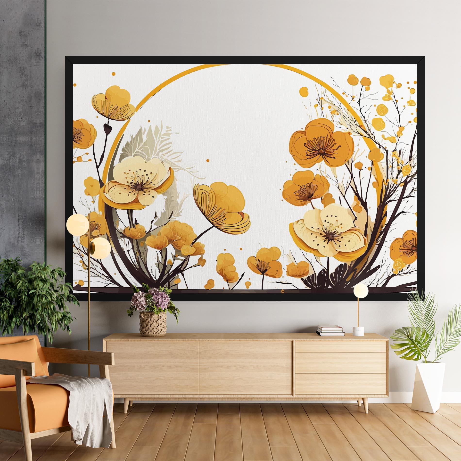 Leinwandbild Yellow Circle Flowers mockup 9