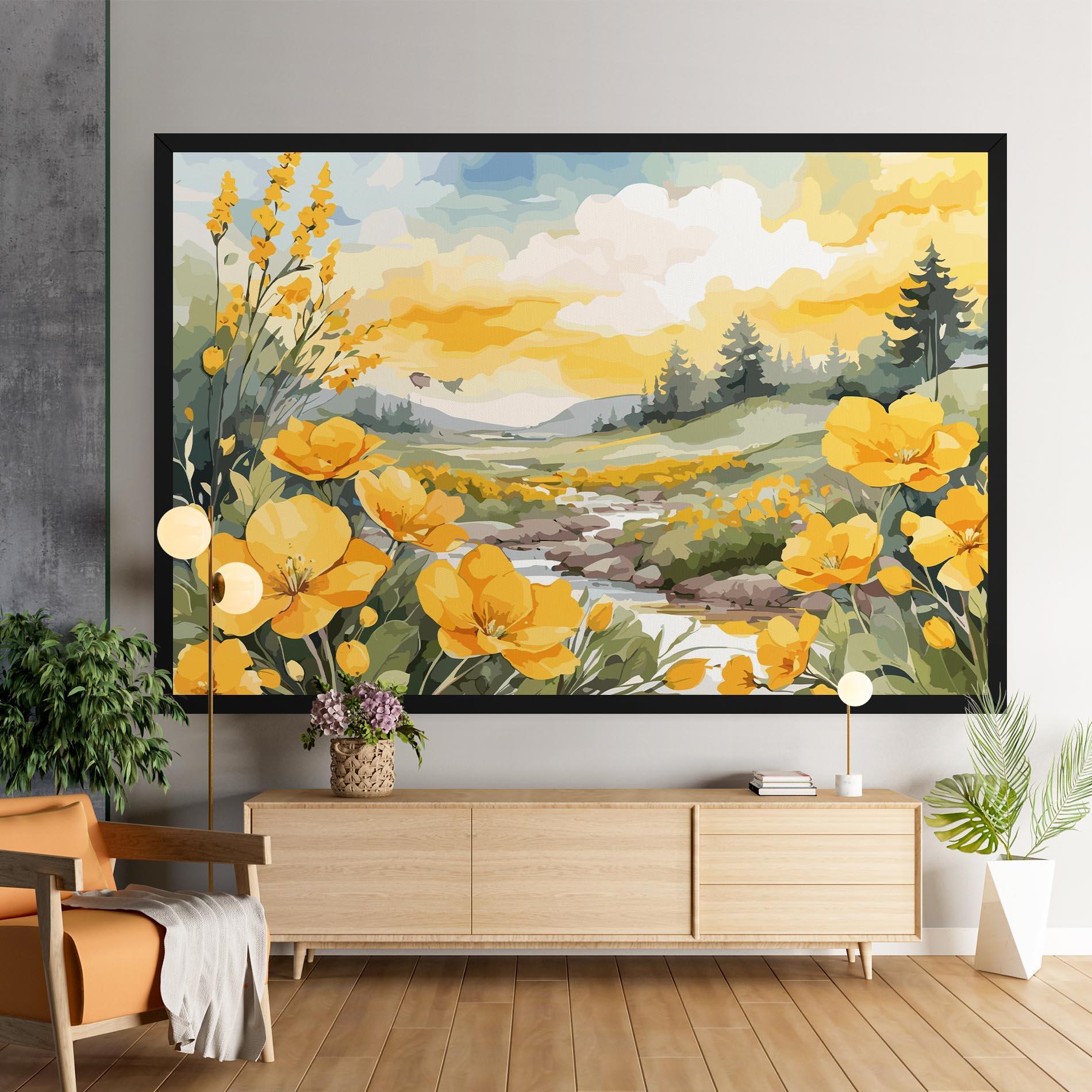 Leinwandbild Yellow Spring Flower mockup 9